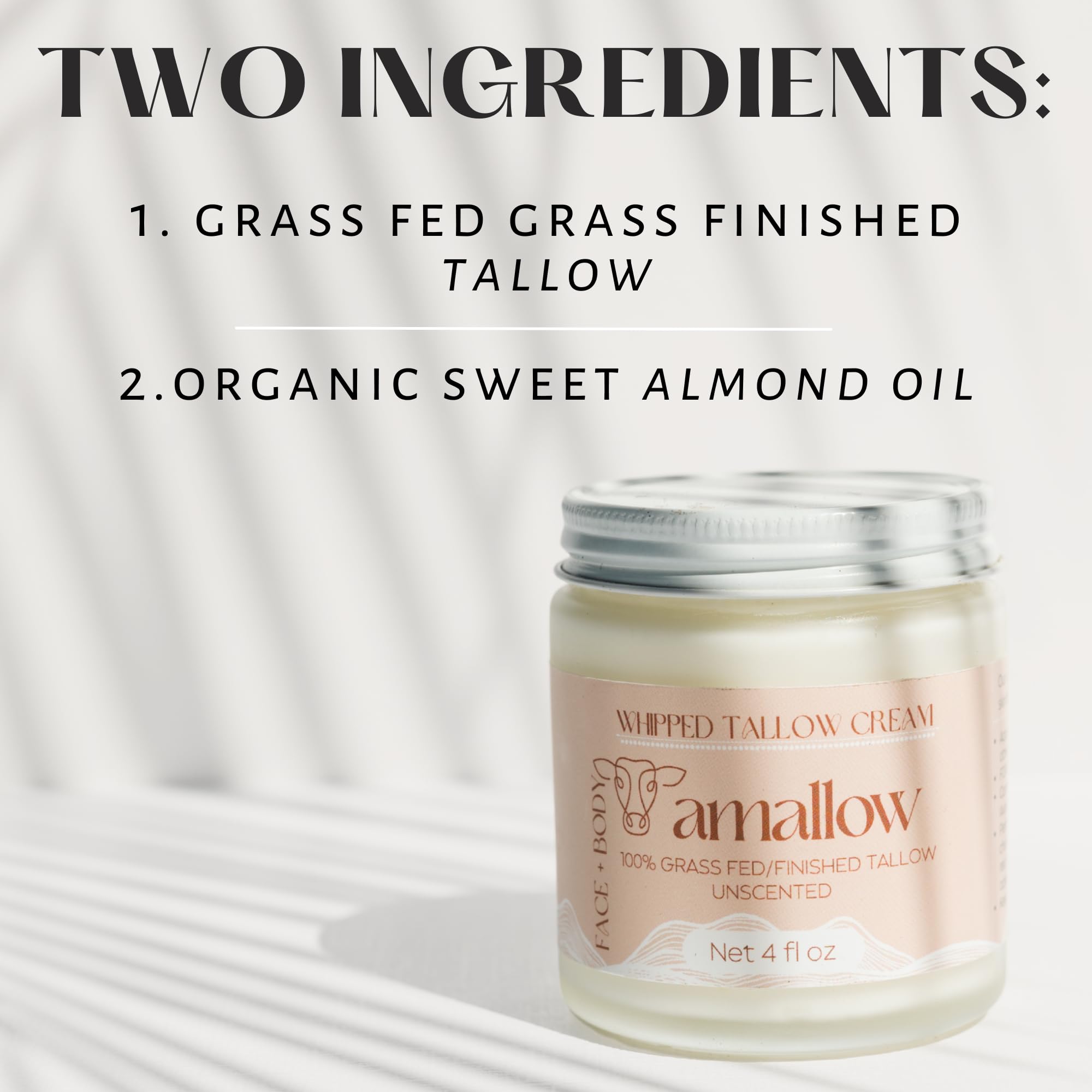 Amallow Beef Tallow Whipped Moisturizer 4oz Unscented