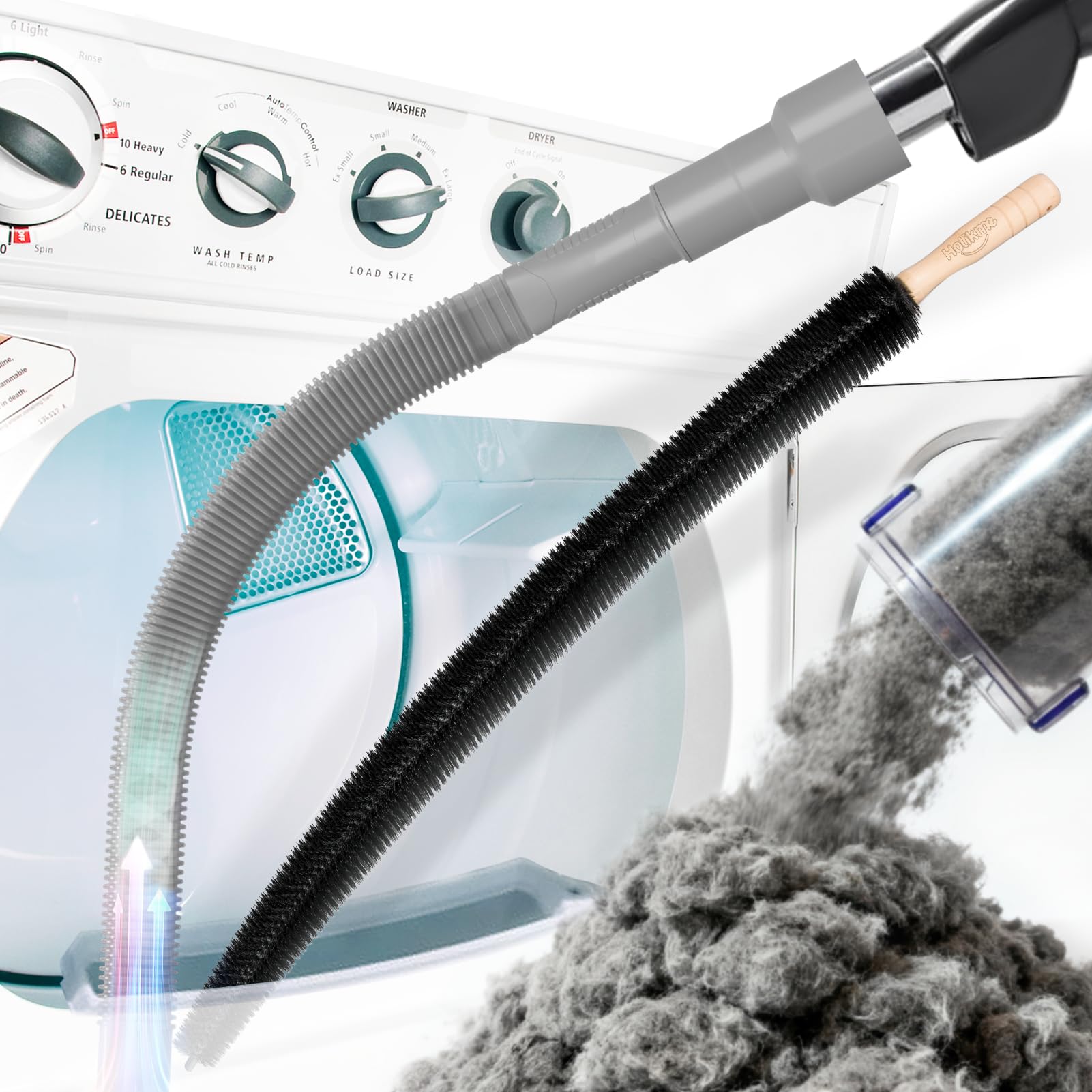 Holikme Dryer Vent Cleaner Kit 2Pack - Lint Vacuum Attachment & B by Holikme - Angle View 9