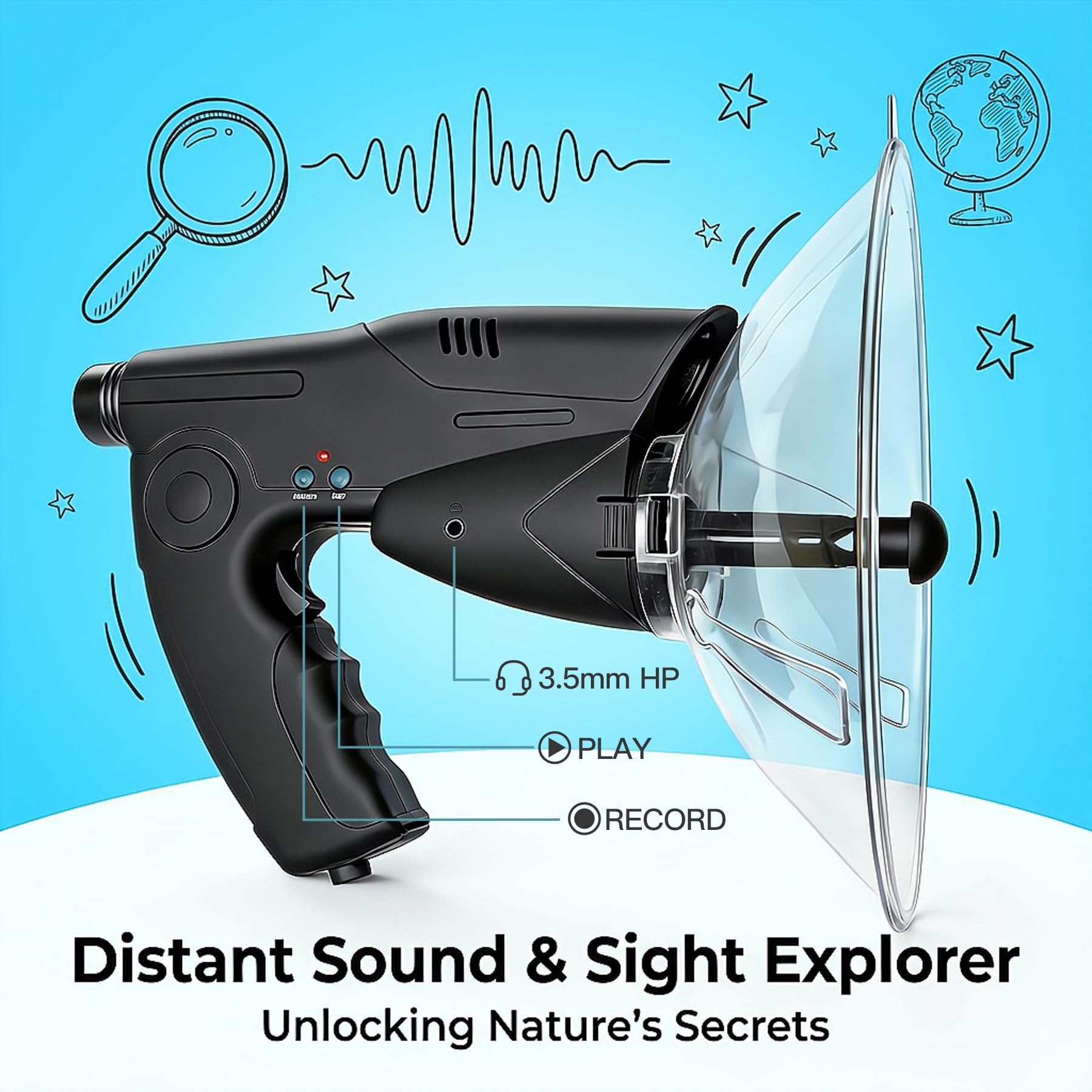 HAUSBELL Parabolic Listening Kit-Bionic Ear & 8X Monocular with H by HAUSBELL - Angle View 2