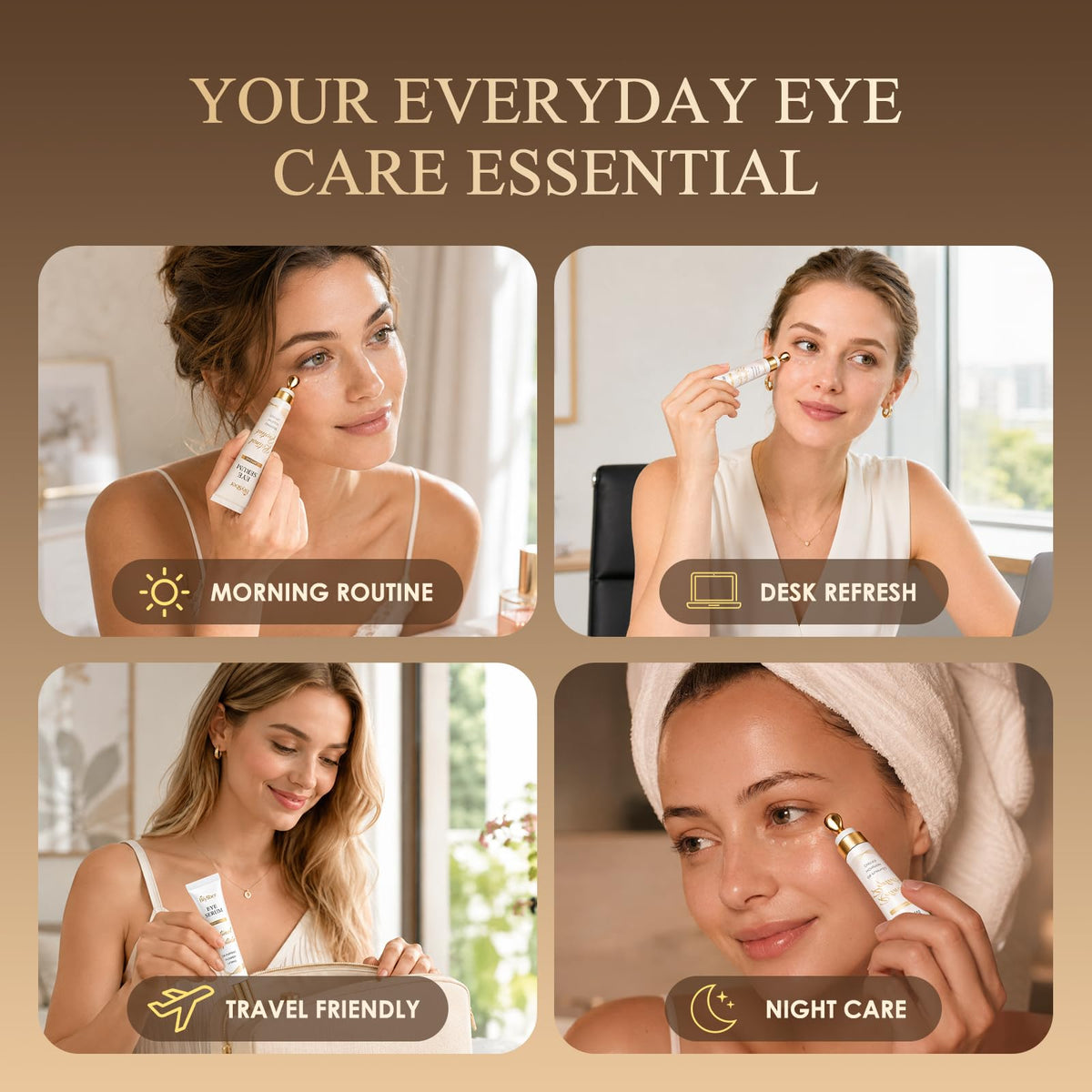 Under Eye Serum for Dark Circles Puffiness Caffeine Retinol - BIYSBER Official Imagery - 8