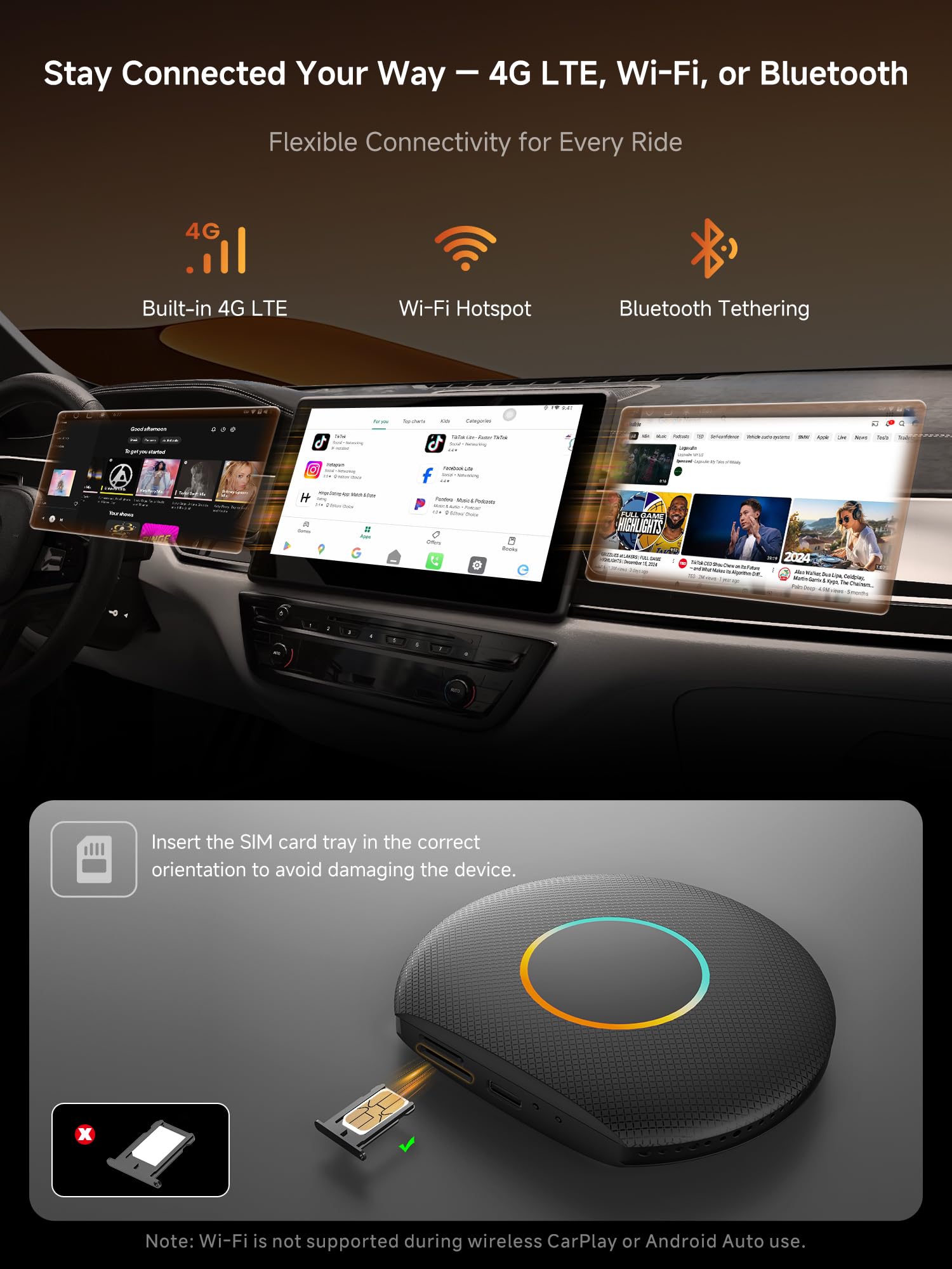 MYATOTO AI Box Carplay, Car Play/Android Auto Wireless Adapter, M by MYATOTO - Angle View 2