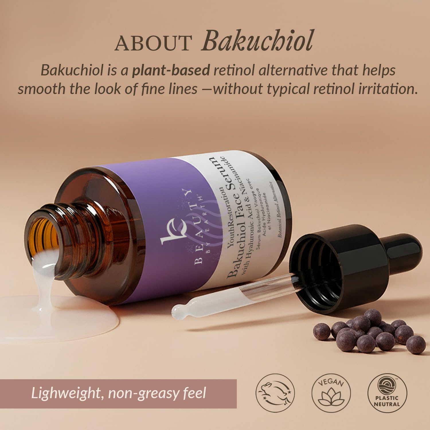 Beauty by Earth Bio Retinol Alternative Bakuchiol Serum - Smooths Fine Lines & - Beauty by Earth Official Product View 6