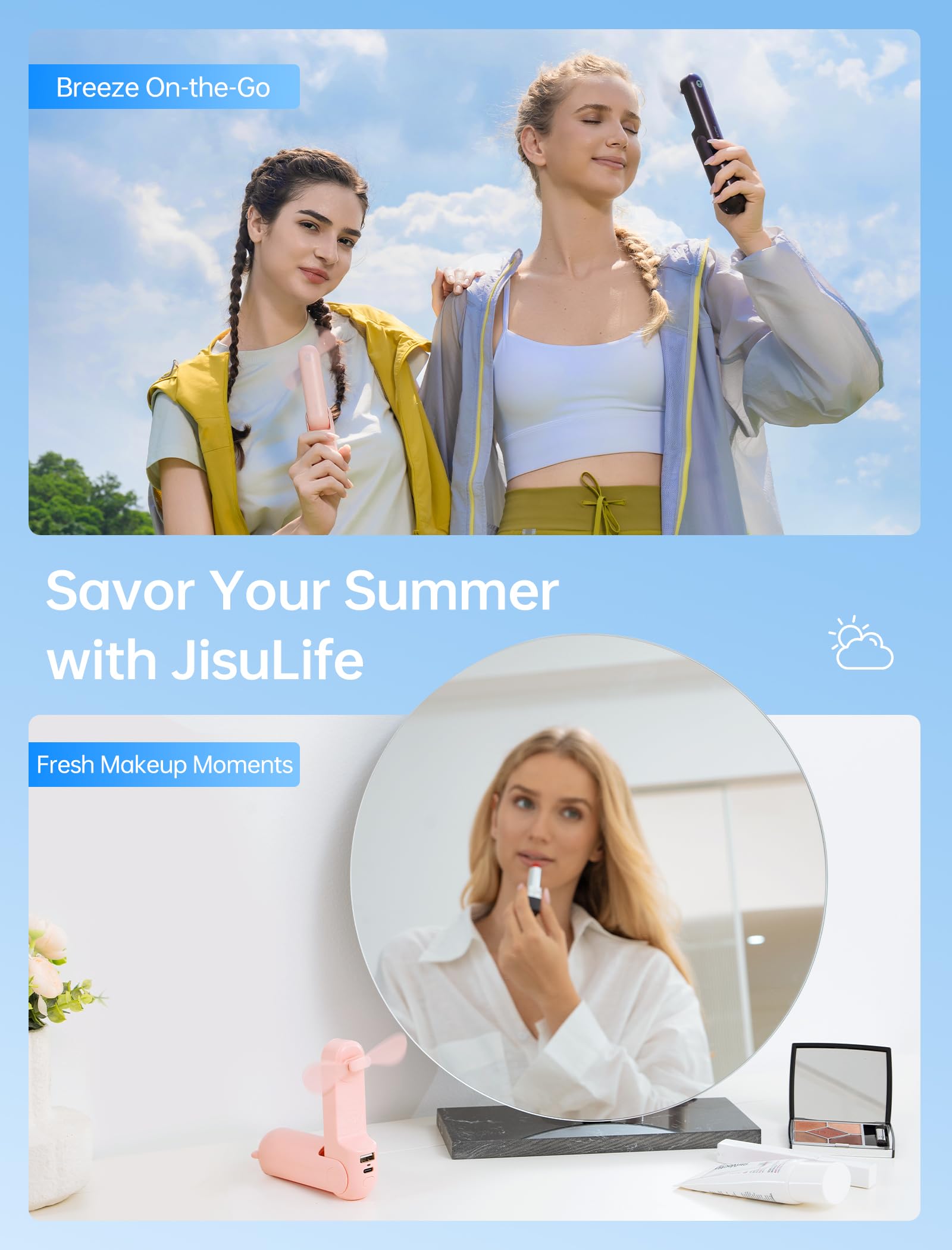 JISULIFE 3 IN 1 Portable Fan with Power Bank & Flashlight Feature by JISULIFE - Angle View 6