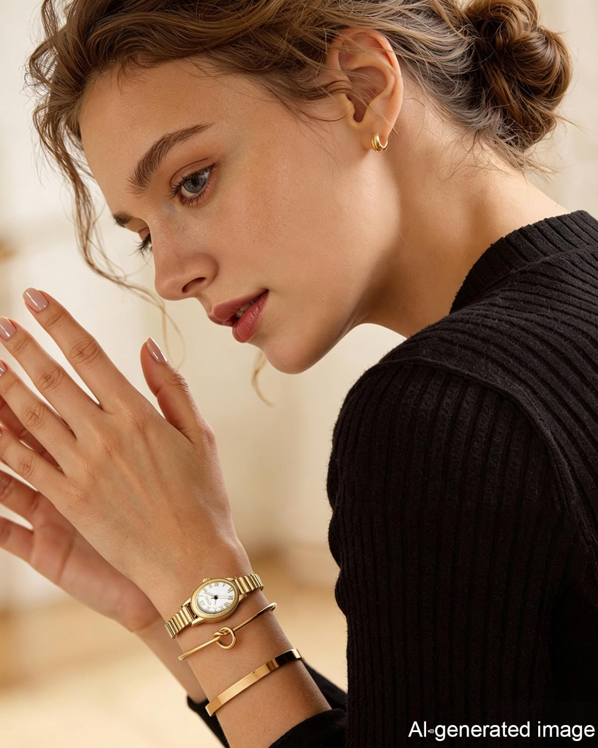 CIVO Small Gold Watches for Women Vintage Roman Stretch - CIVO Official Imagery - 4