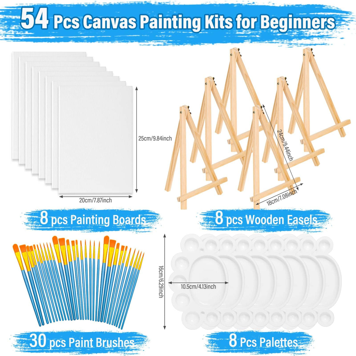 54 Pack Canvas with Easel Set 8 x 10 Inch Canvas Boards with - shynek Official Imagery - 4