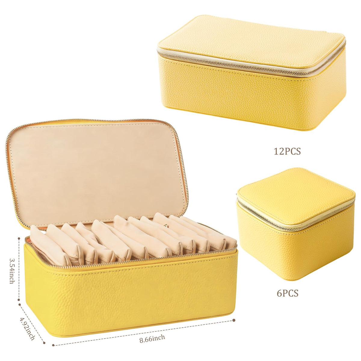 Travel Jewelry Case with 12 Velvet Zipped Pouches Bags - Yaliang Official Imagery - 4