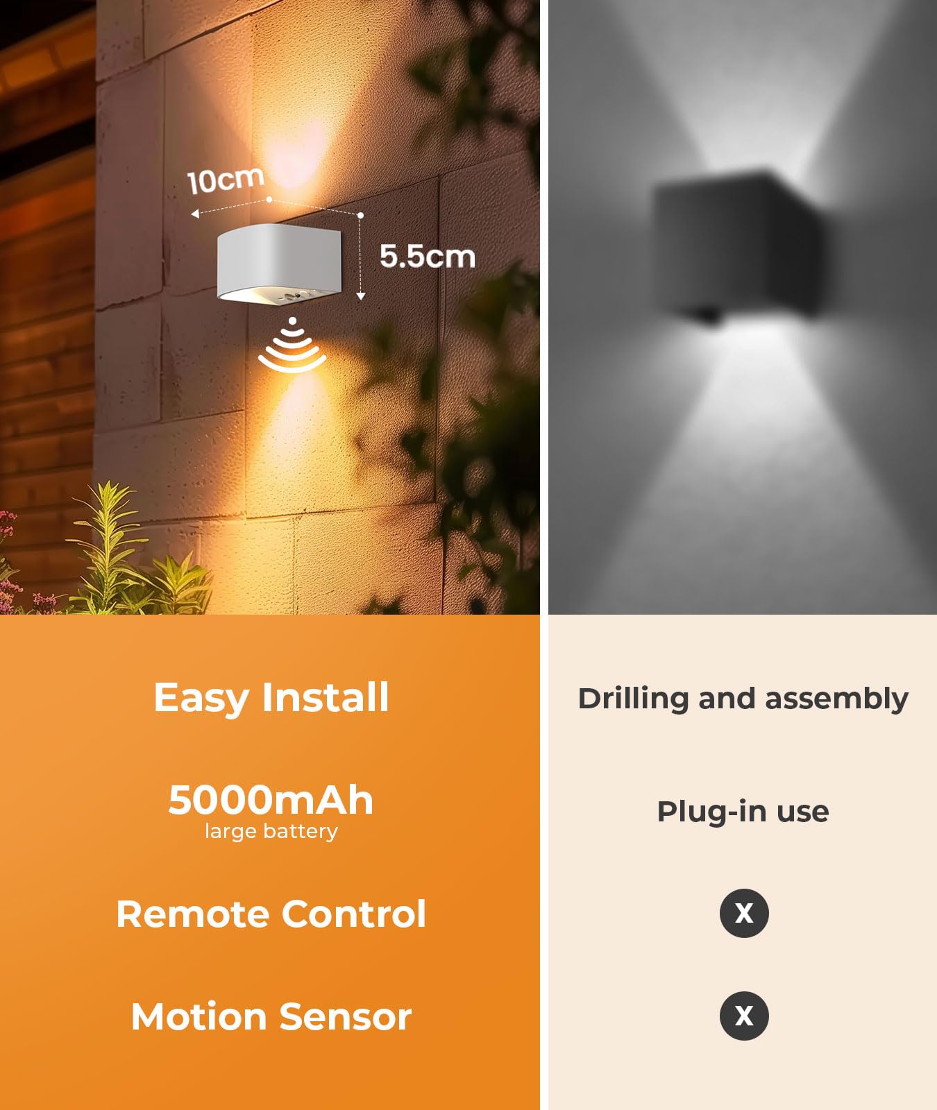 FULEN Motion Sensor Wall Light with Remote Control 3 Colors Wireless Wall Lamp L - FULEN Official Product View 7