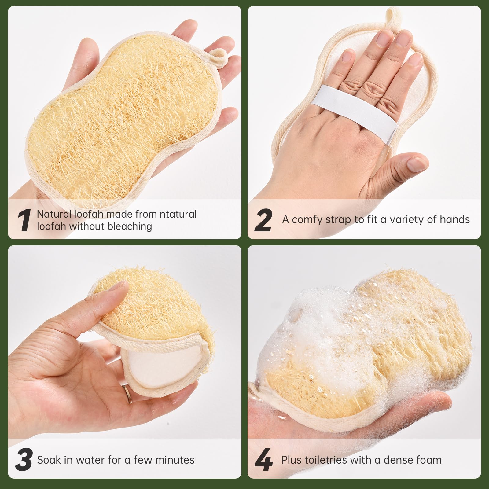 YEMTAL Natural Loofah Exfoliating Body Scrubber, Bath Luffa Sponge, Loofas Body - YEMTAL Official Product View 4