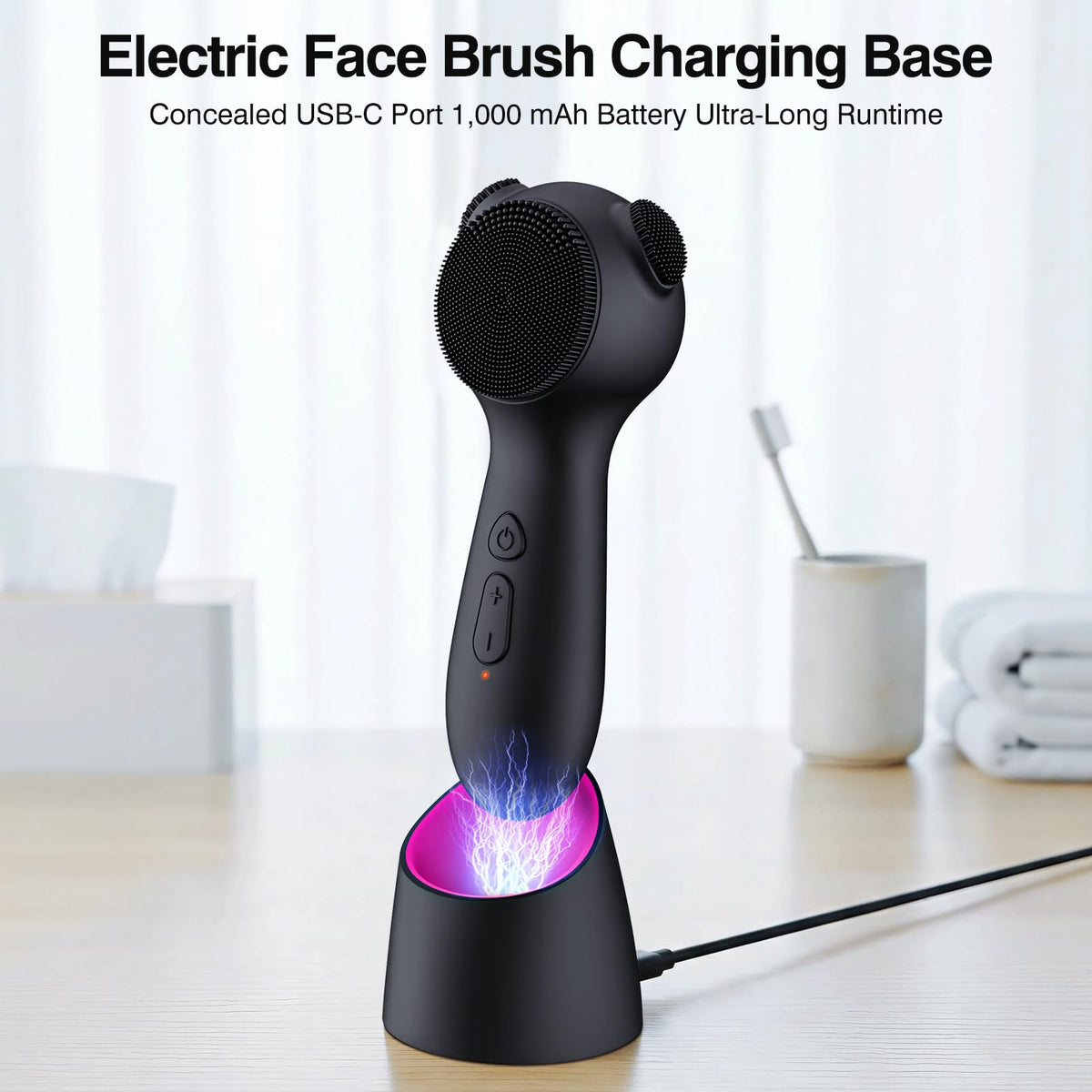 Electric Face Scrubber Exfoliator Rechargeable Silicone - Gailac Official Imagery - 6