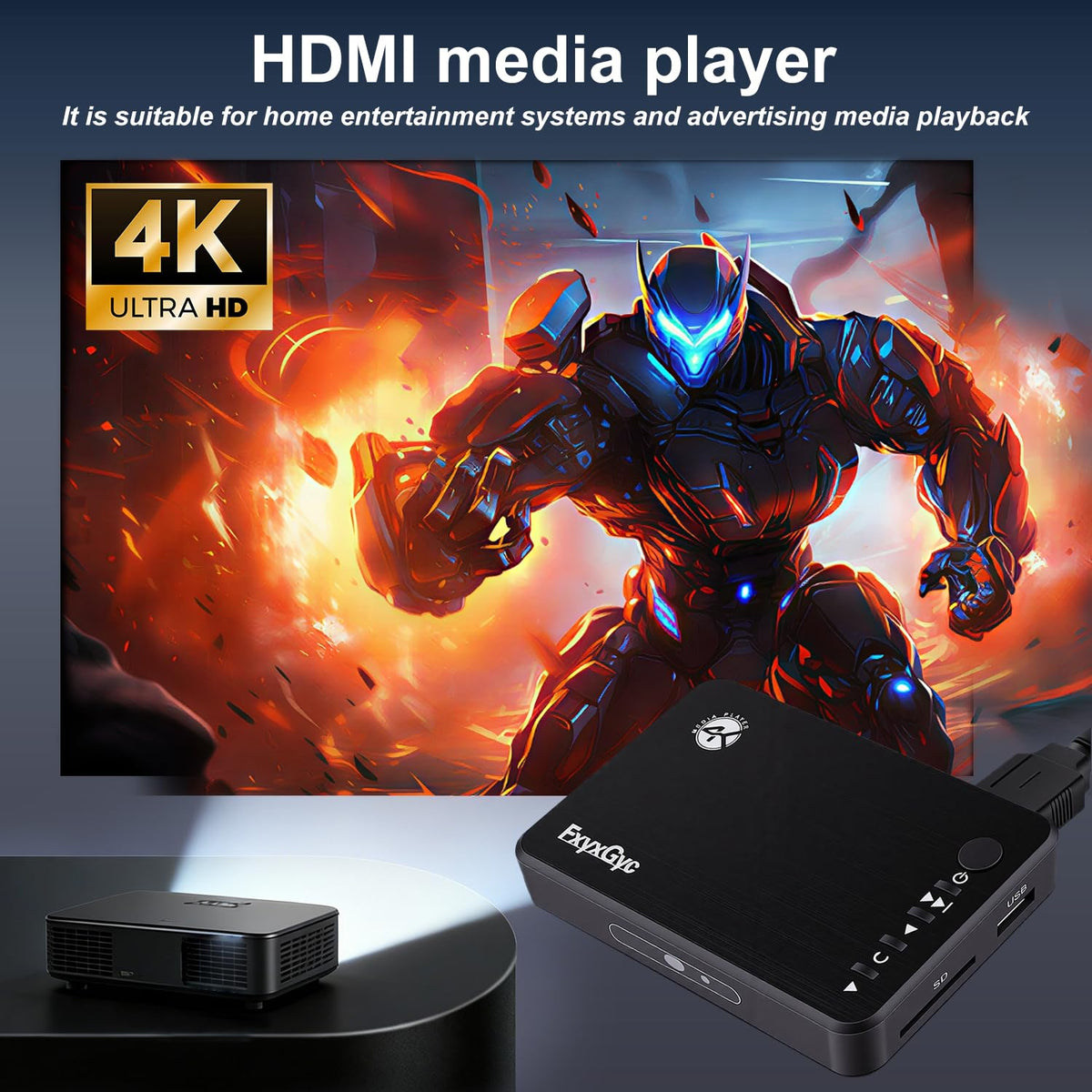 HDMI Media Player 4K Ultra HD Digital Media Player USB SD - FxyxGyc Official Imagery - 4