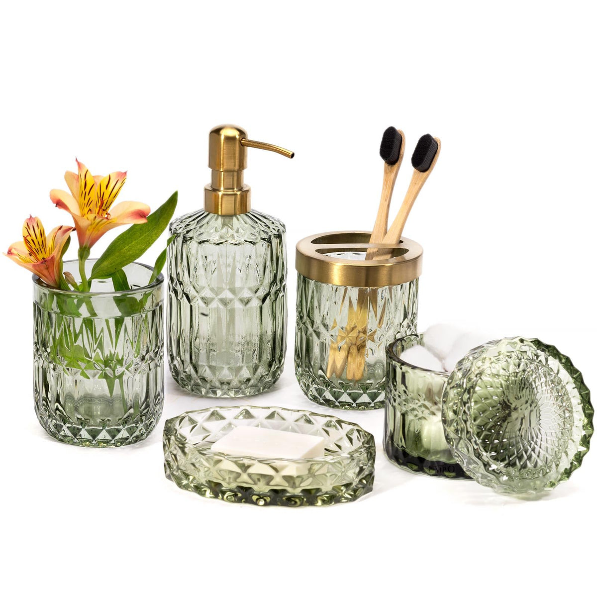 6PCS Bathroom Clear Glass Accessories Set Contemporary - EMPO Official Imagery - 1