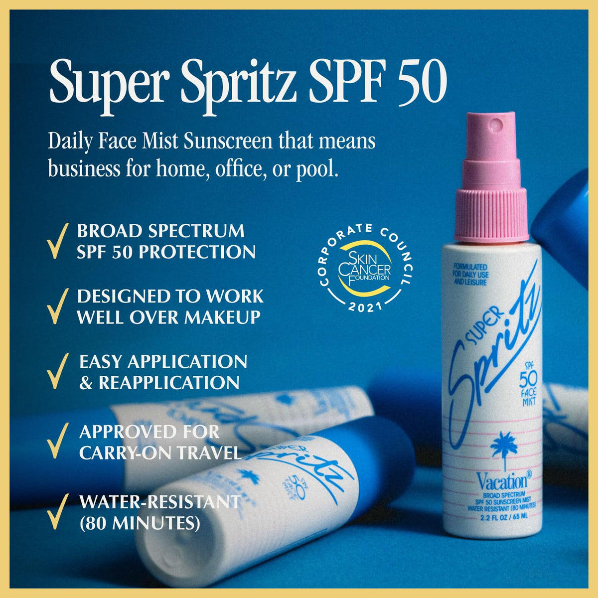 Vacation Super Spritz SPF 50 Face Sunscreen Spray and Air - VACATION Official Imagery - 3