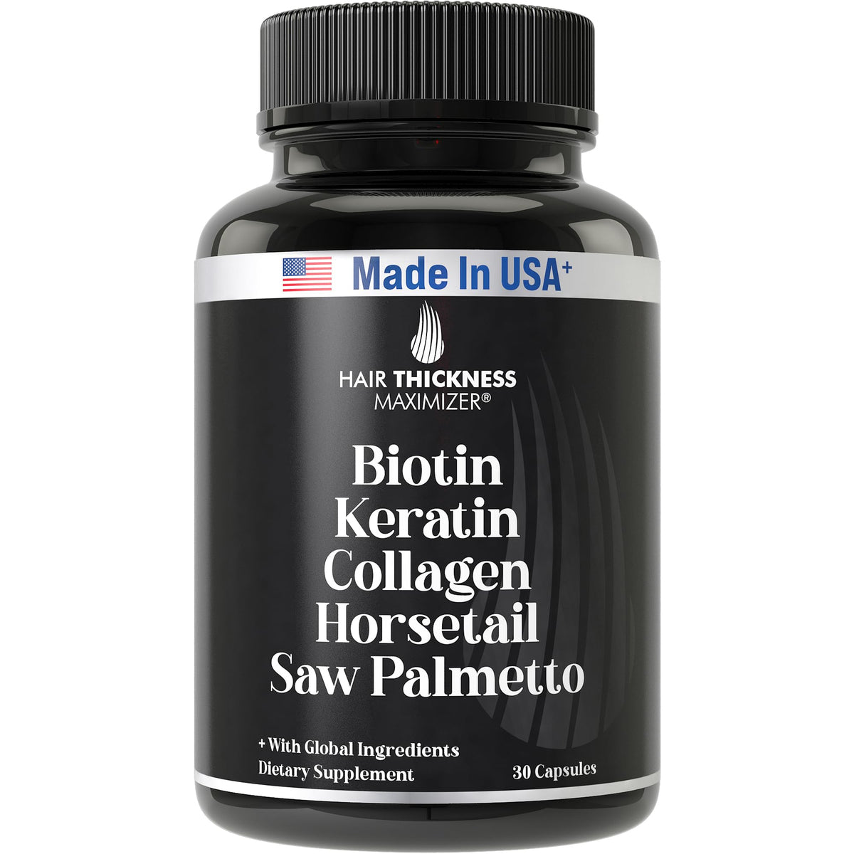 Biotin 5000mcg Keratin Collagen Horsetail Saw Palmetto USA - Hair Thickness Maximizer Official Imagery - 1