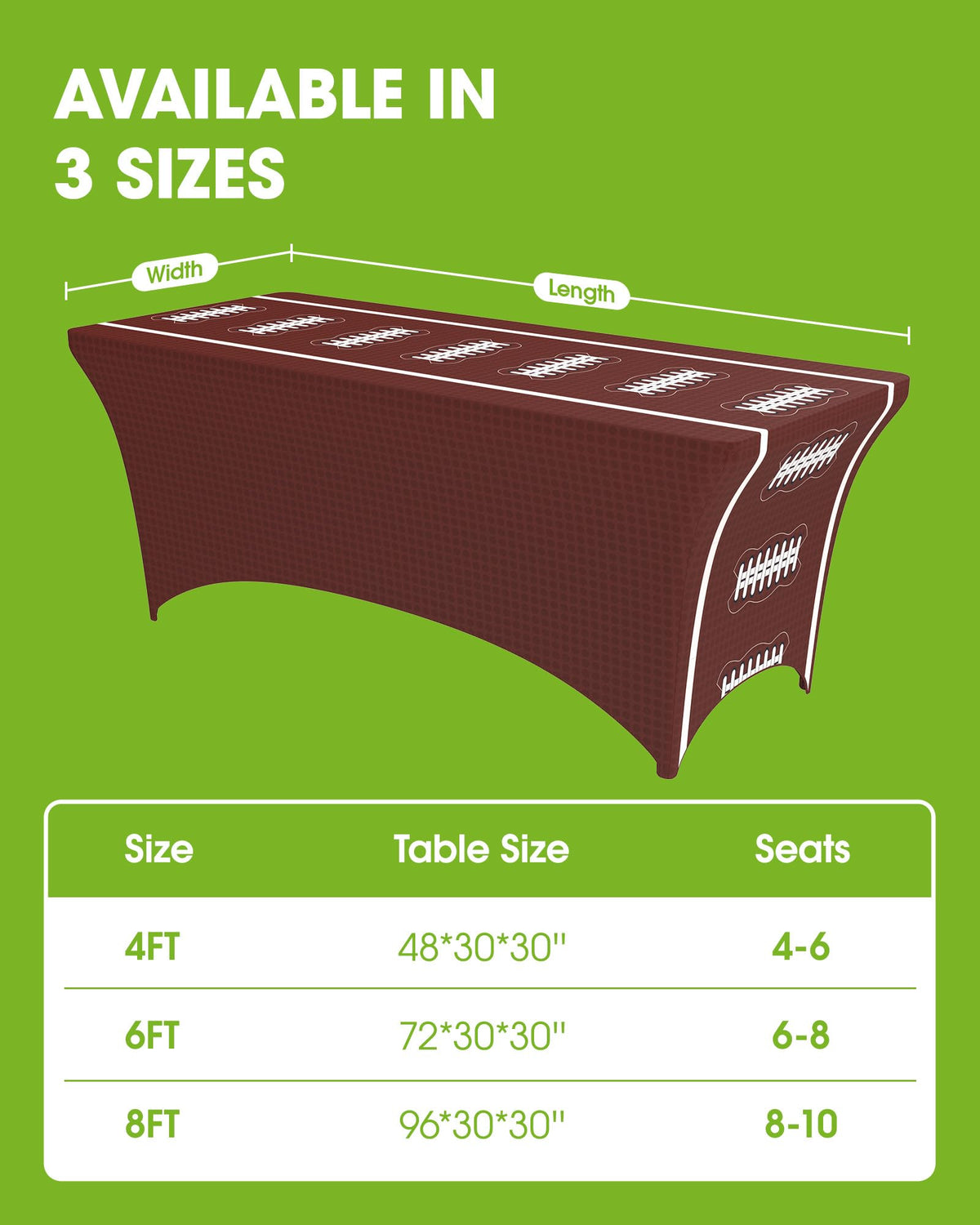 Pureegg Football Party Decorations Spandex Tablecloth 6ft - Pureegg Official Imagery - 6