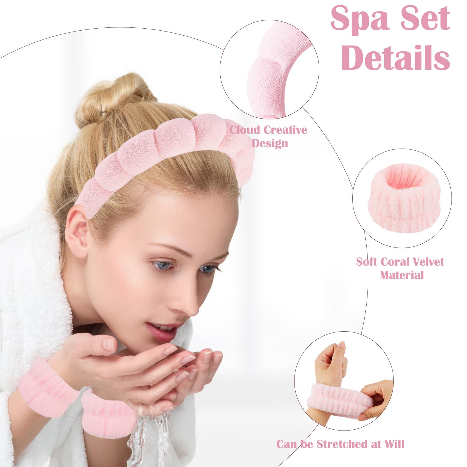 CUBACO Spa Headband and Wristband Set for Women with Ice Jade - CUBACO