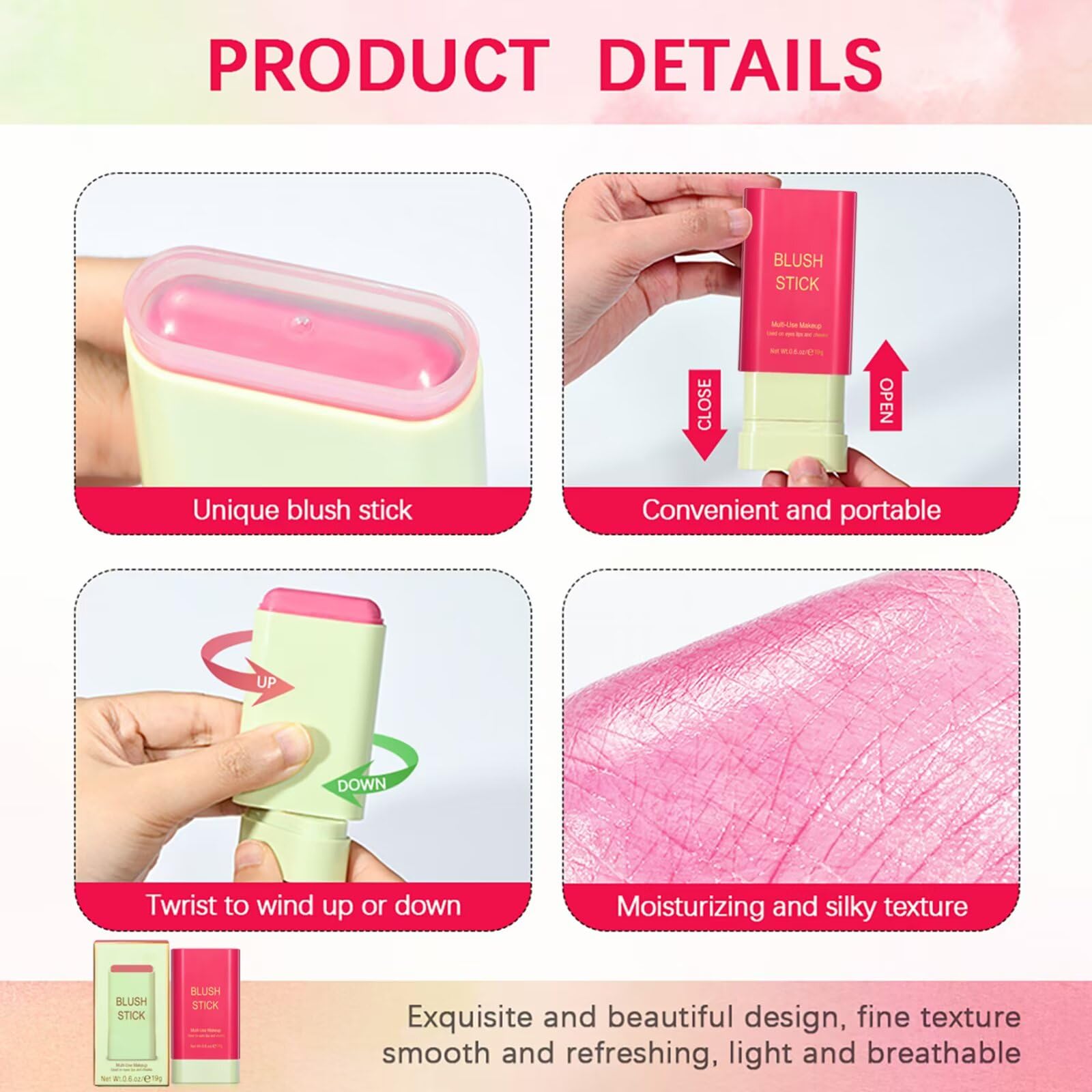 GMaxit Multi-Use Makeup Blush Stick,Beauty Solid Moisturizer,Waterproo - View 3