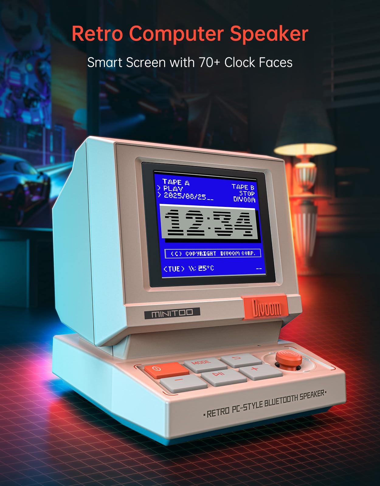 Divoom MiniToo Retro PC-Style Computer Speaker, Pixel Screen with by Divoom - Angle View 2