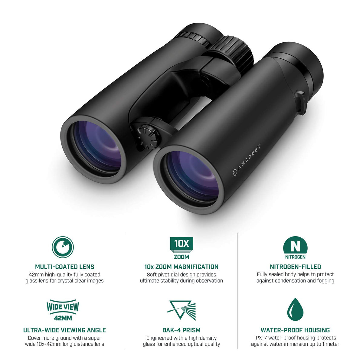 Amcrest 10x42 Roof Prism Binoculars for Adults HD - Amcrest Official Imagery - 3
