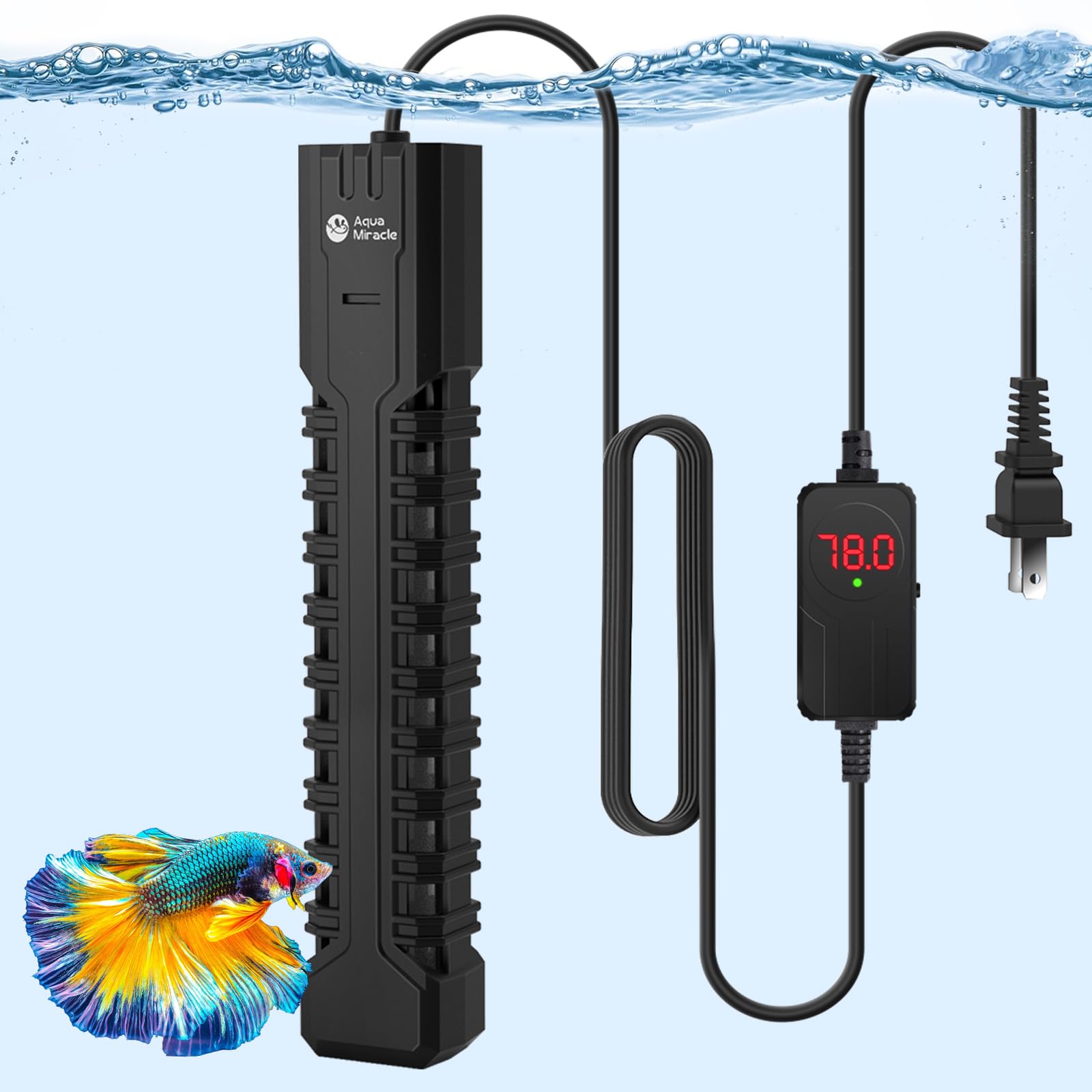 AquaMiracle Submersible Aquarium Heater with LED Digital Temp Dis - AquaMiracle Official Product View 9