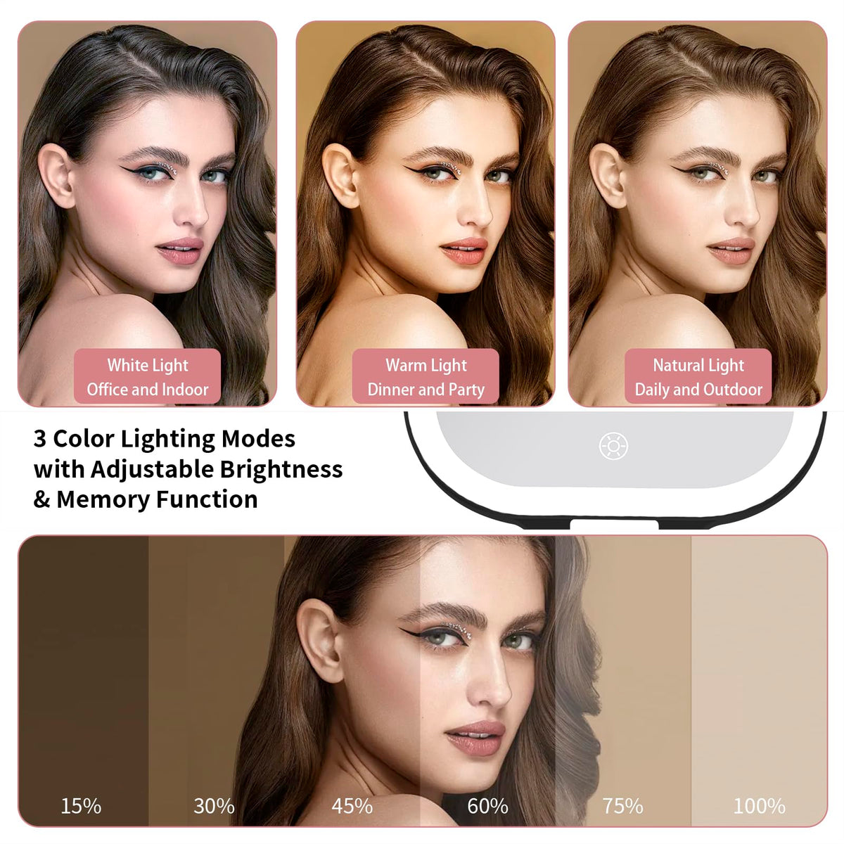 7 Travel Makeup Mirror with Lights 1X 10X Magnifying Vanity - DESCHEN Official Imagery - 5
