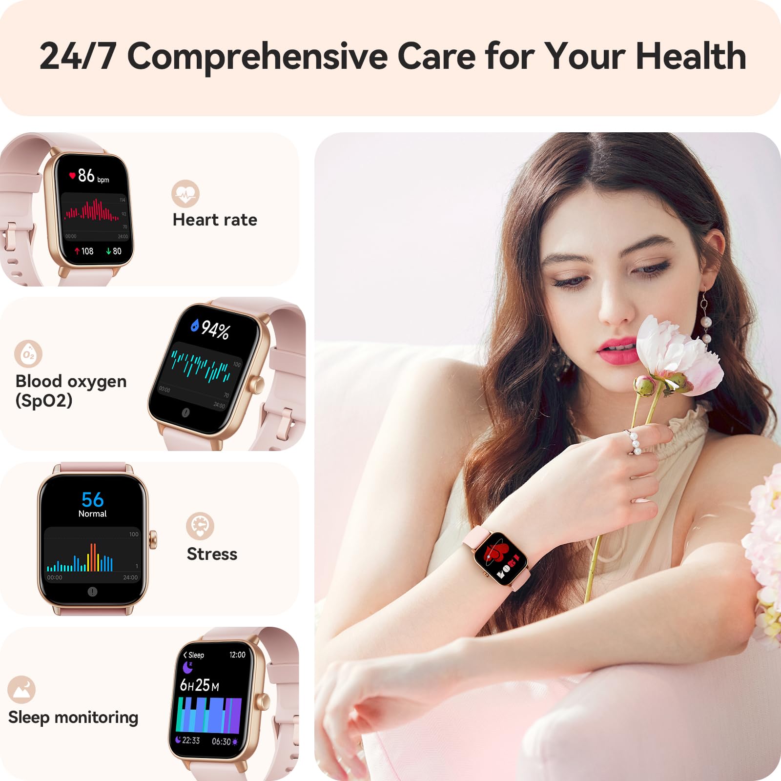 Gydom Smart Watch for Women Android & iPhone, Alexa Built-in, IP68 Wat - View 2