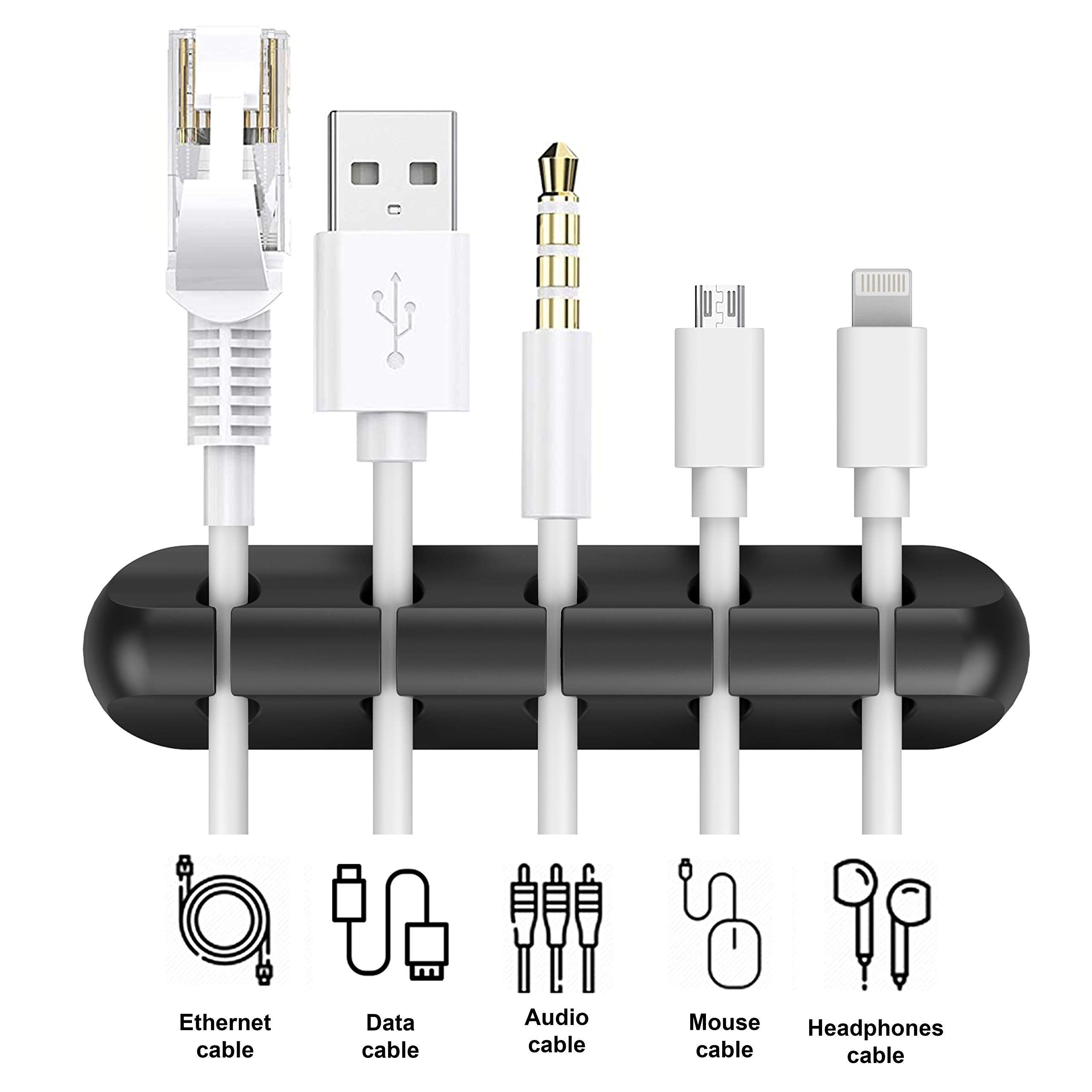 INCHOR Cord Organizer for Desk, Cable Organizer Cable Clips Holder Black - INCHOR Official Product View 4