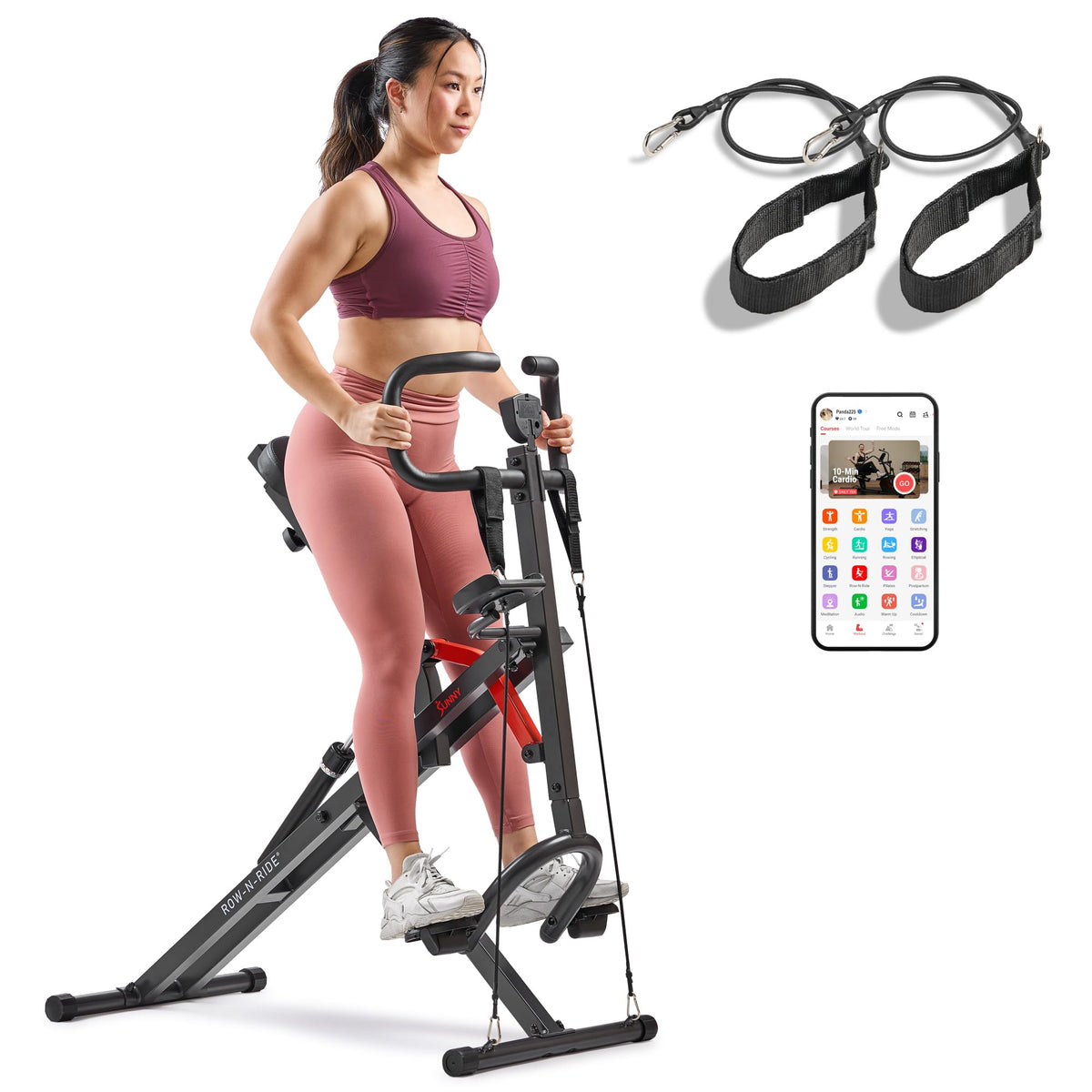 Sunny Health Fitness Row N Ride Trainer for Full Body Home - Sunny Health & Fitness Official Imagery - 1