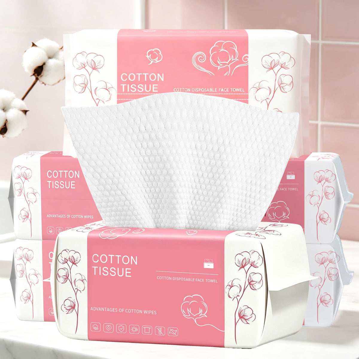 600 Count Disposable Face Towel Dual Textured Facial Wash - Futetui Official Imagery - 2