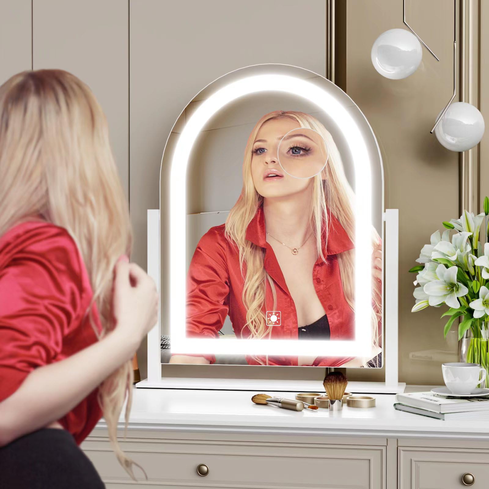 Gvnkvn Lighted Makeup Mirror, Hollywood Vanity Mirror with Lights, Three Color L - Gvnkvn Official Product View 2