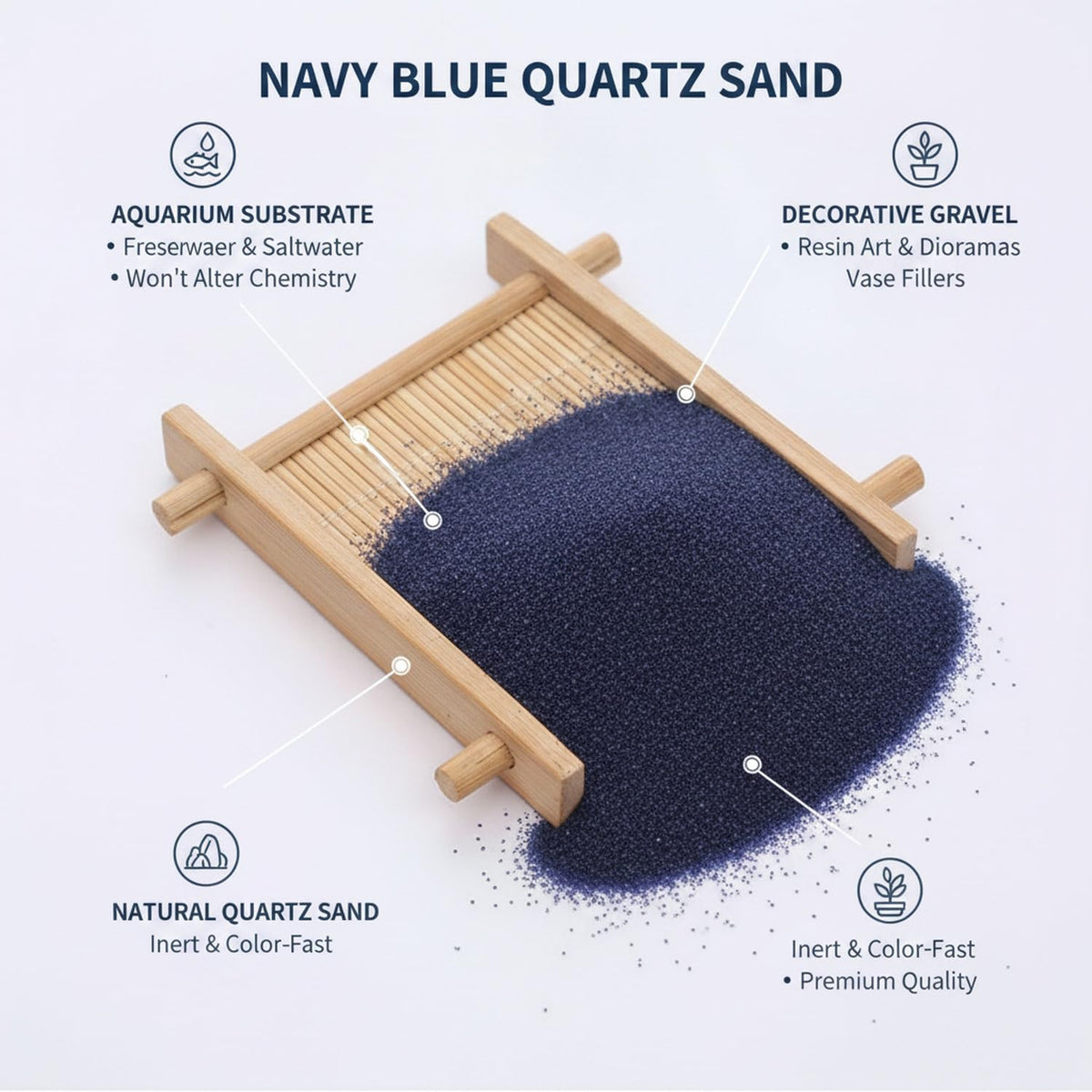 Natural Quartz Sand Navy Blue Aquarium Substrate Craft - Premium Selection Official Imagery - 6