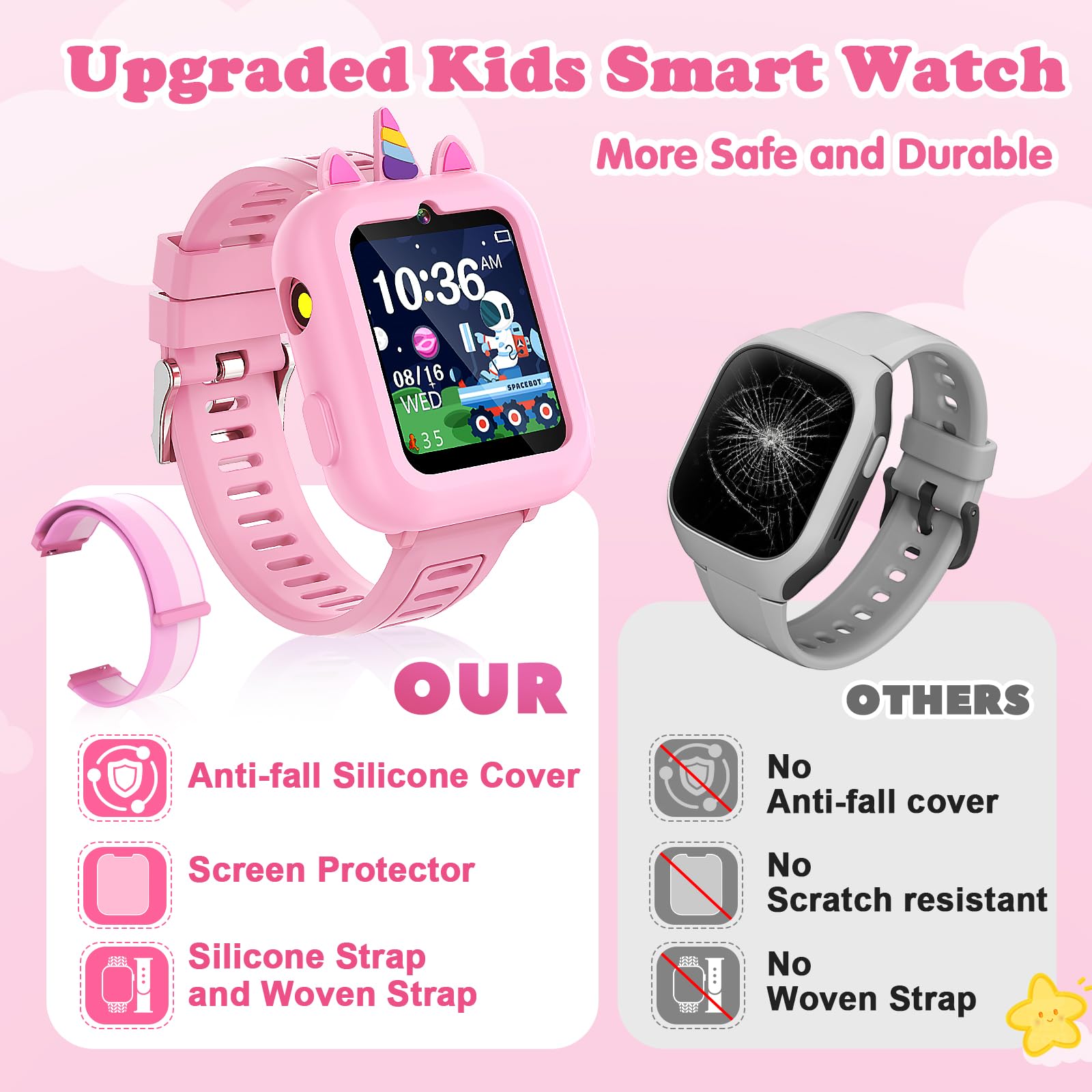 Sedzofan Smart Watch for Kids Girls Gift Age 3-12 with 39 Games Alarm - View 3