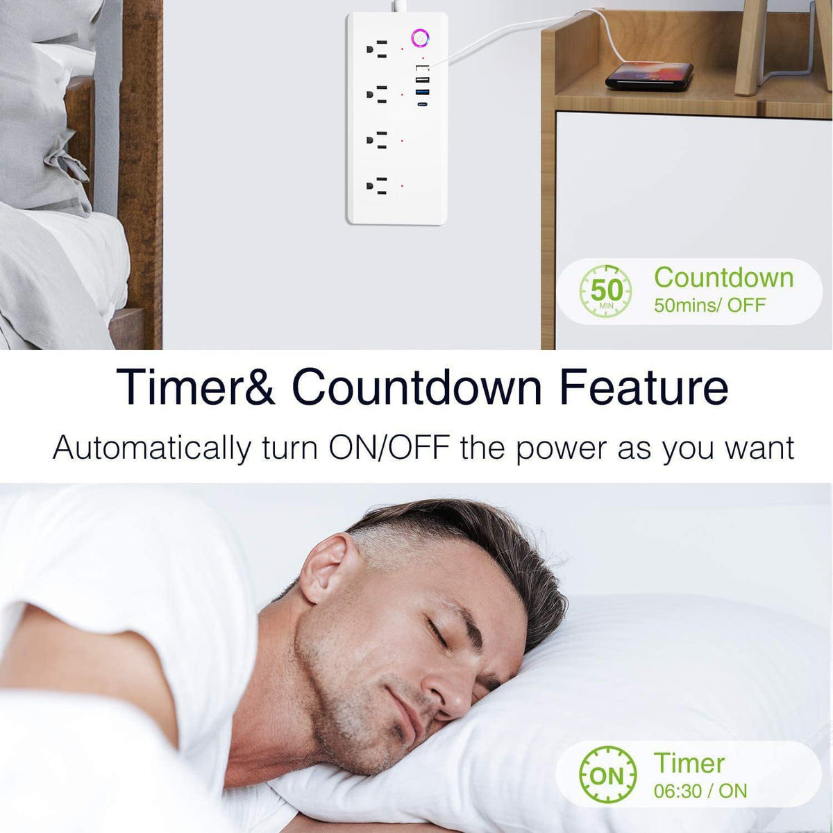 Smart Power Strip Voice Control for Alexa Google - UseeLink Official Imagery - 5