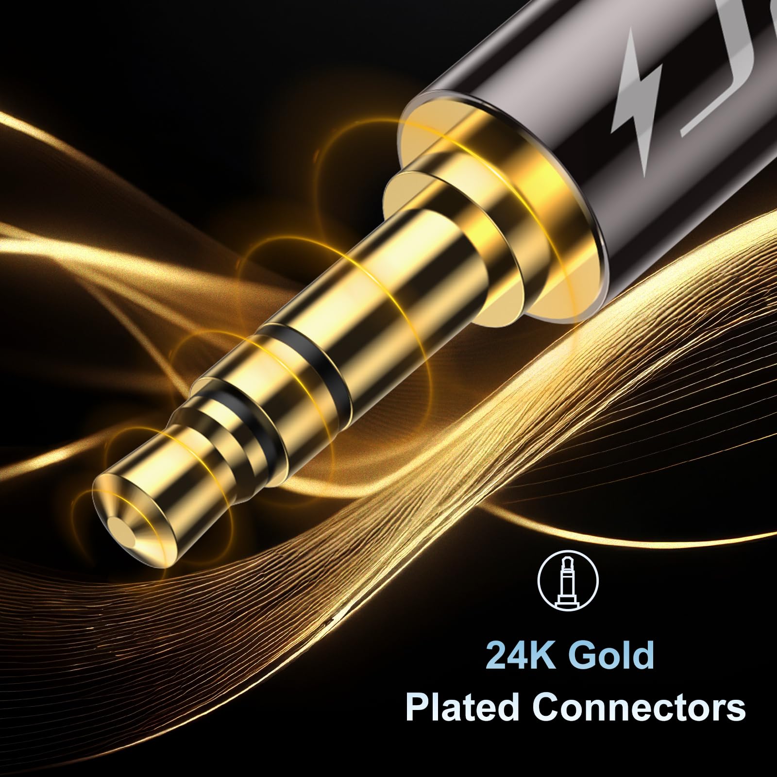 J&D 3.5mm Auxiliary Audio Extension Cable, Gold Plated Copper She by J&D - Angle View 7