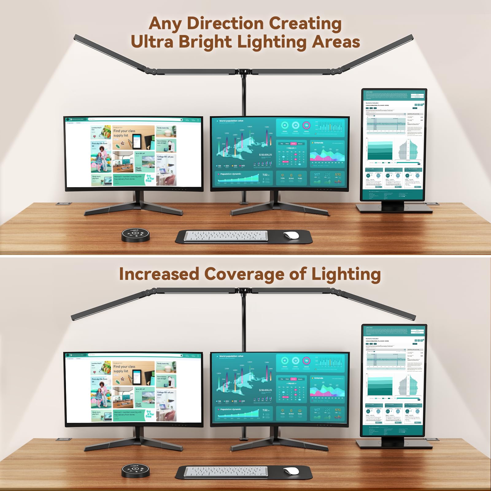 Pzloz Led Desk Lamps for Home Office - Eye Caring Architect Lamp with Clamp, Dou - Pzloz Official Product View 2