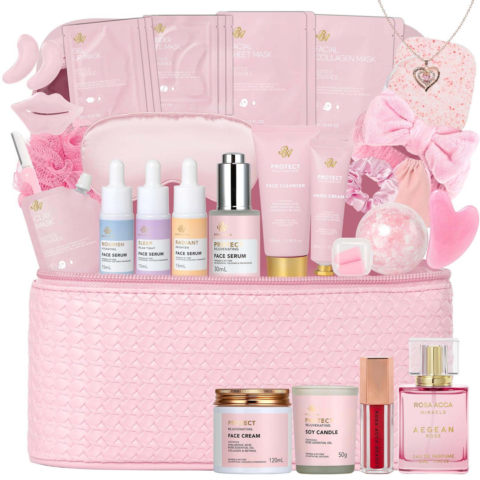 Gifts for Women, Gifts Basket for Women, 25 Pcs Rose Bath &amp; - RA ROSA ACCA