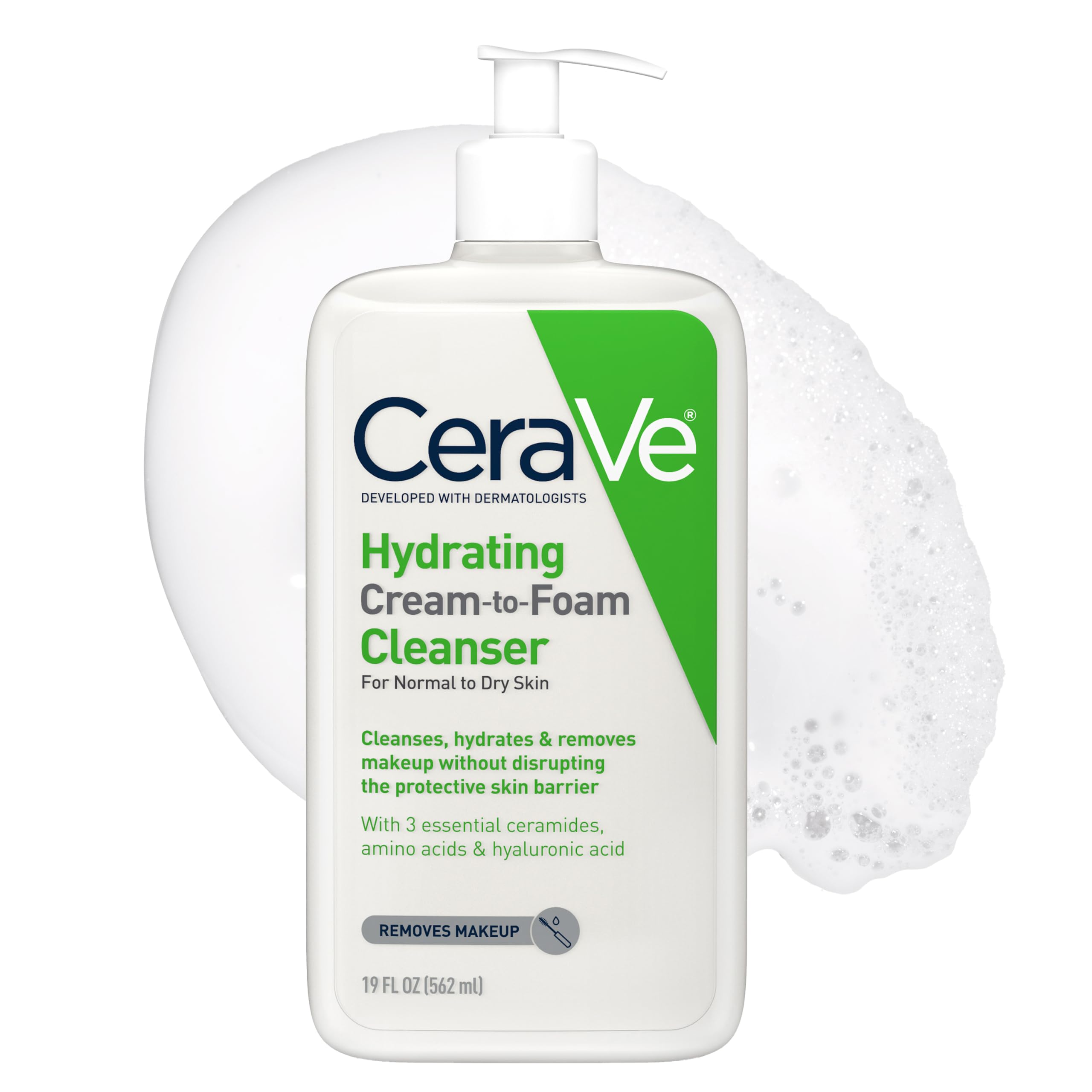 CeraVe Hydrating Cream To Foam Cleanser, Face Wash for Dry Skin - CeraVe Official Product View 2