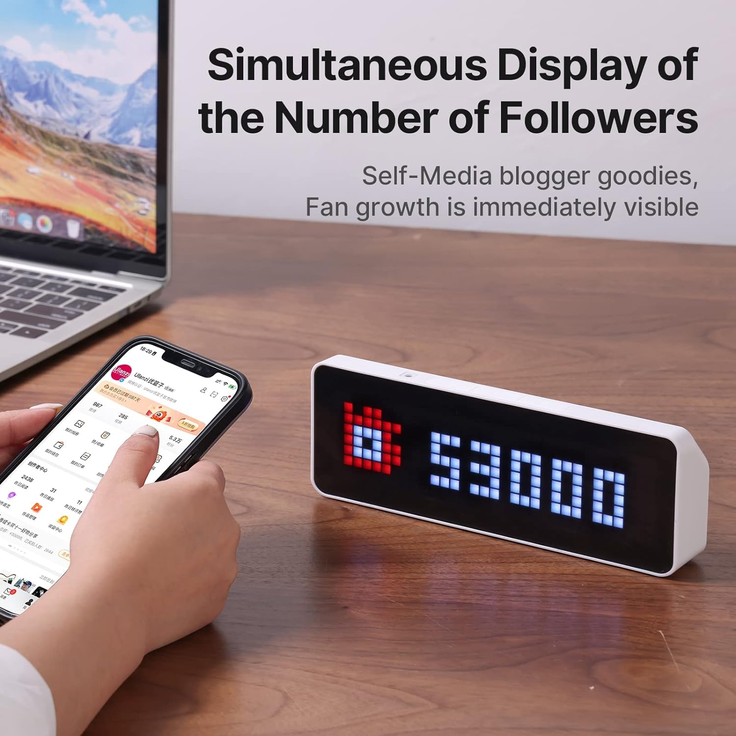 ULANZI TC001 Smart Pixel Clock - Social Media Counter - Digital A - ULANZI Official Product View 6