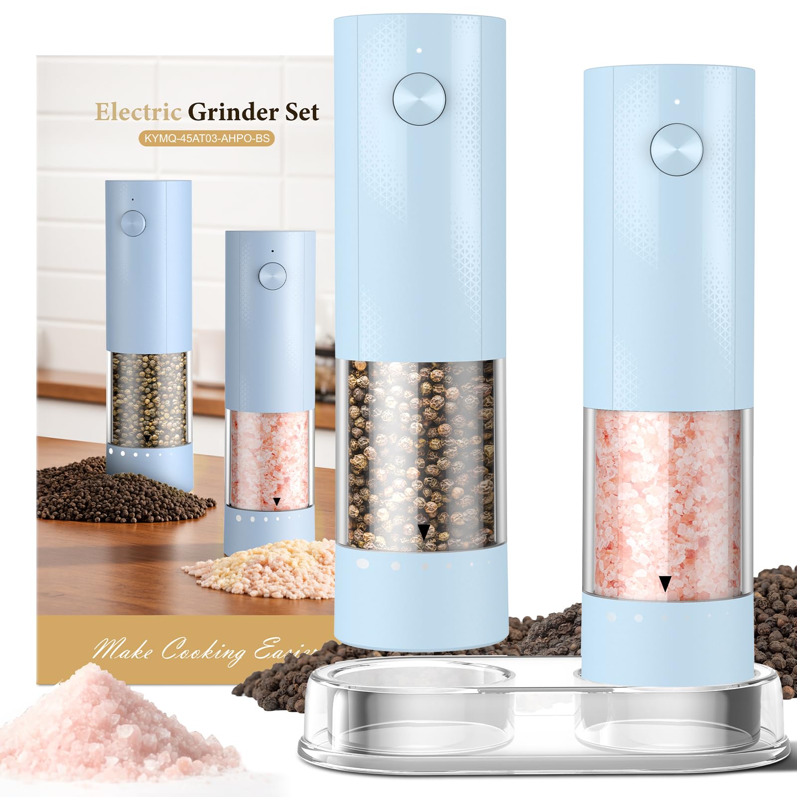Gaivis Electric Salt and Pepper Grinder Set - Rechargeable Automa by Gaivis - Angle View 8