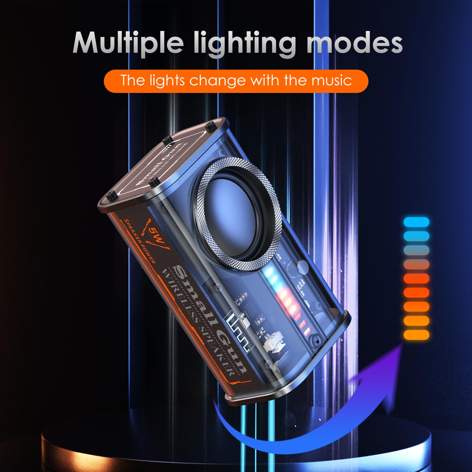BSZHI Portable Bluetooth Speaker with Lights, Transparent Wireles - BSZHI Official Product View 5