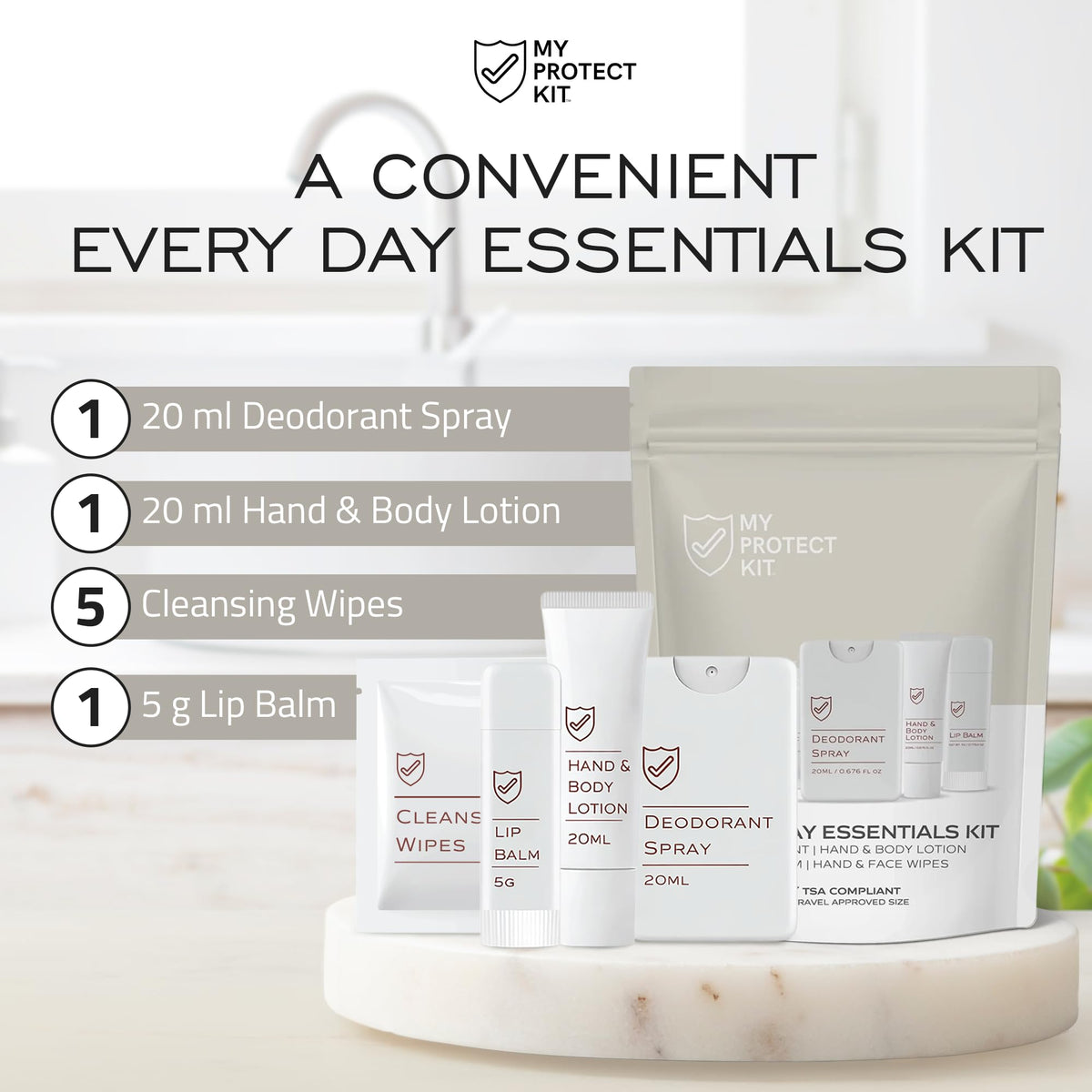 Everyday Essentials Travel Kit 8 Piece Personal Hygiene Set - MY PROTECT KIT Official Imagery - 3