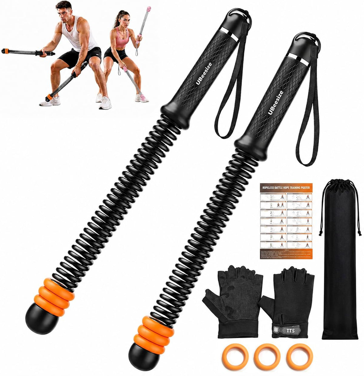 UBeesize Weighted Ropeless Battle Rope Fitness Kit with - UBeesize Official Imagery - 1