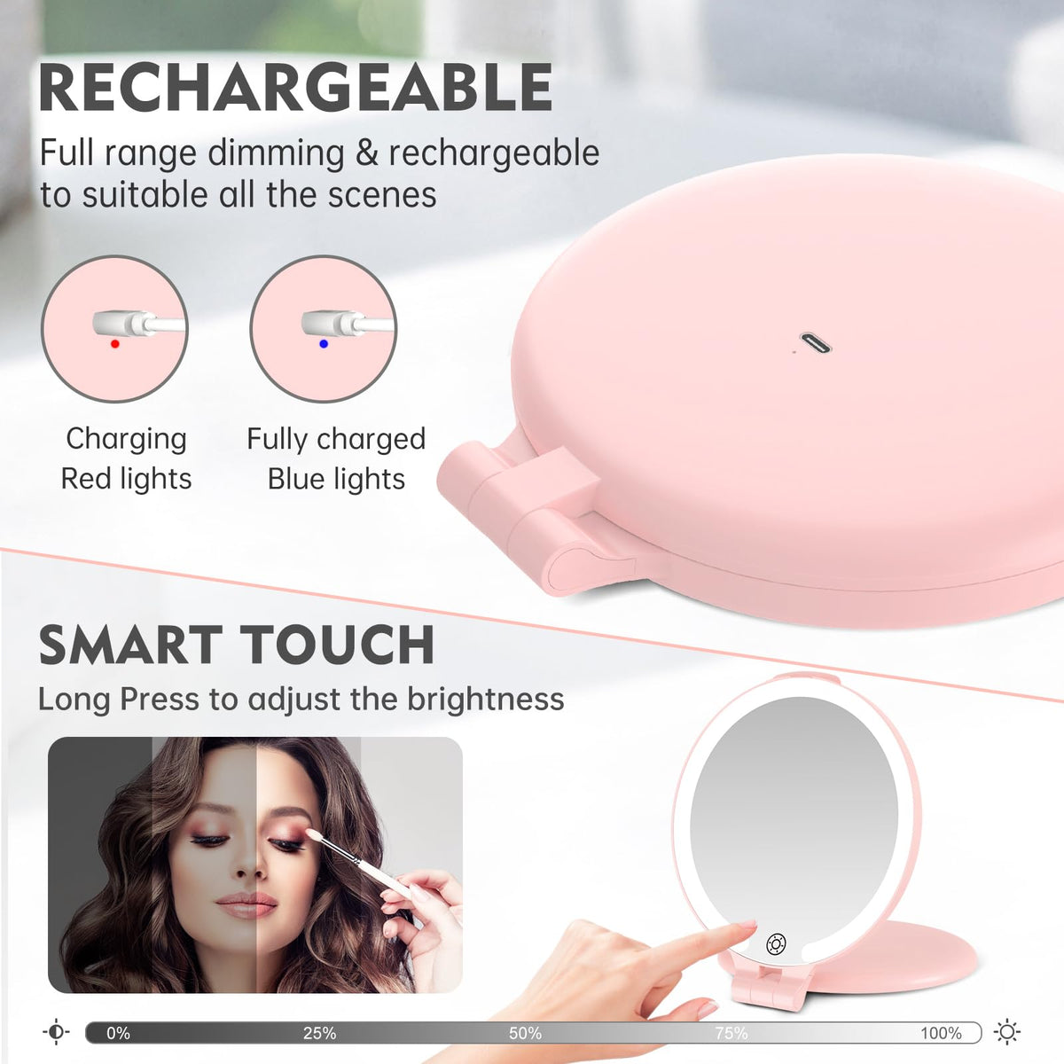FUNTOUCH 7 Rechargeable Travel Makeup Mirror 10X Magnifying - FUNTOUCH Official Imagery - 6
