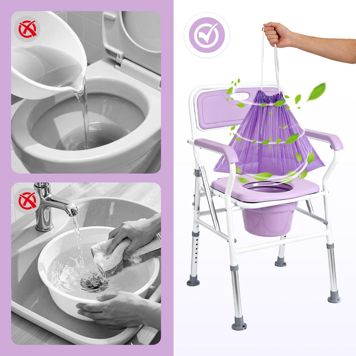 Bedside Commode Liners with Absorbent Pads - TaidMiao Official Imagery - 5