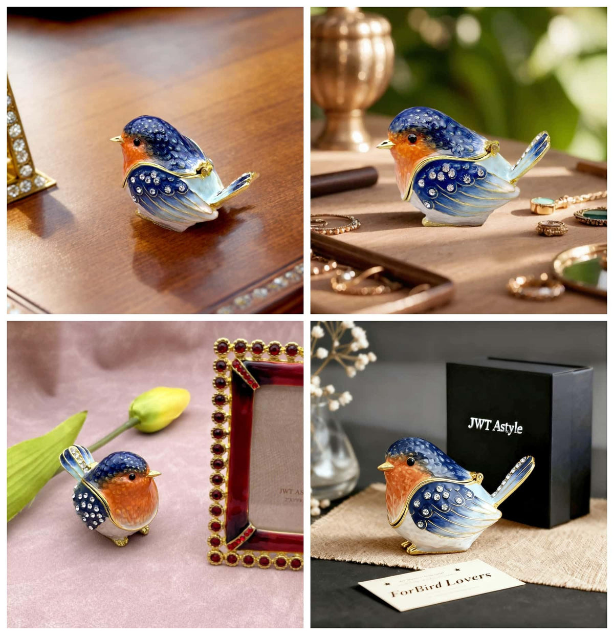 Robin Bird Jewelry Trinket Boxes Hinged Ring Box Collectible - JWT Astyle Official Imagery - 8