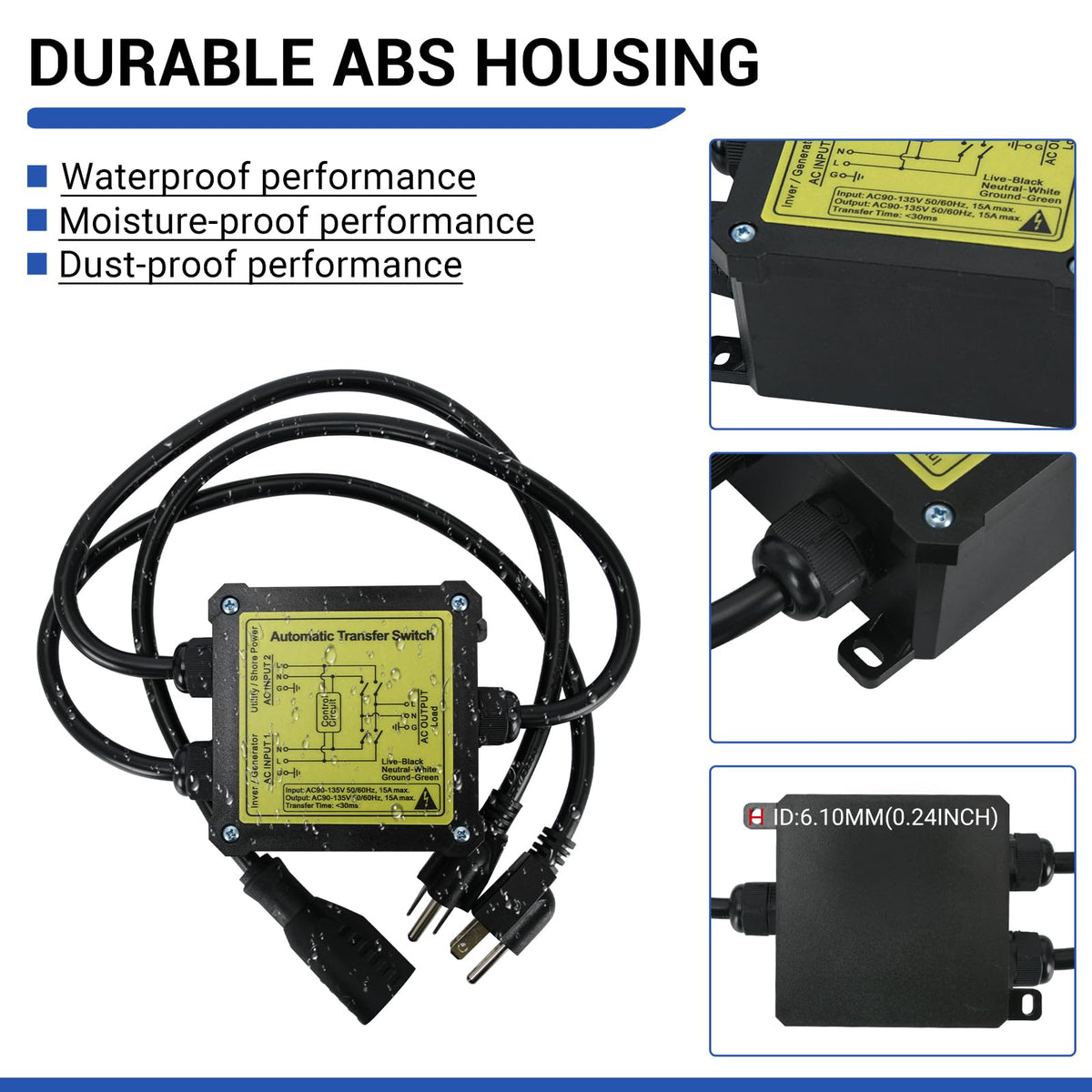 AC120V 15Amp Automatic Transfer Switch Generator ATS Auto - YAURILO Official Imagery - 4