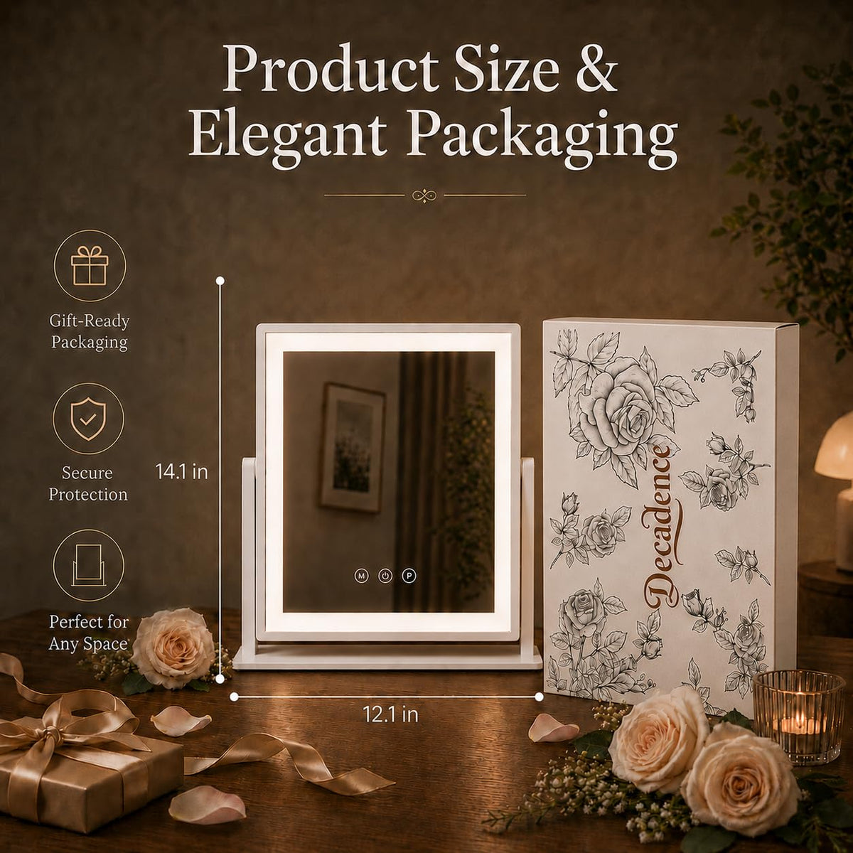 DECADENCE 14 1 x 12 1 in Lighted Makeup Mirror 10X 5X - DECADENCE Official Imagery - 3
