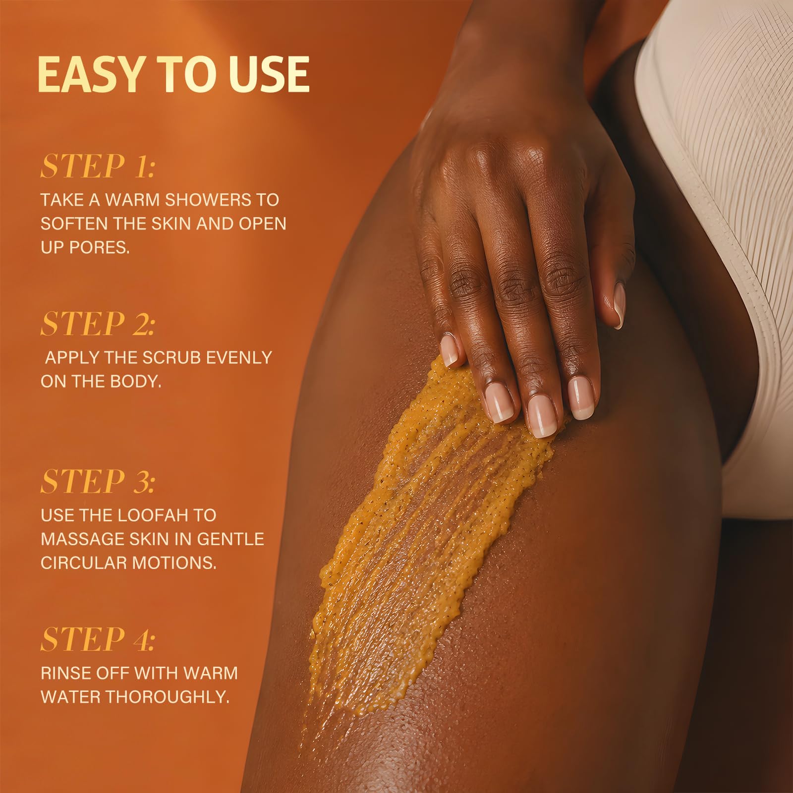 RIHAKO Turmeric Body Scrub, Exfoliating Body Scrub with Vitamin C, Deep - RIHAKO Official Product View 7