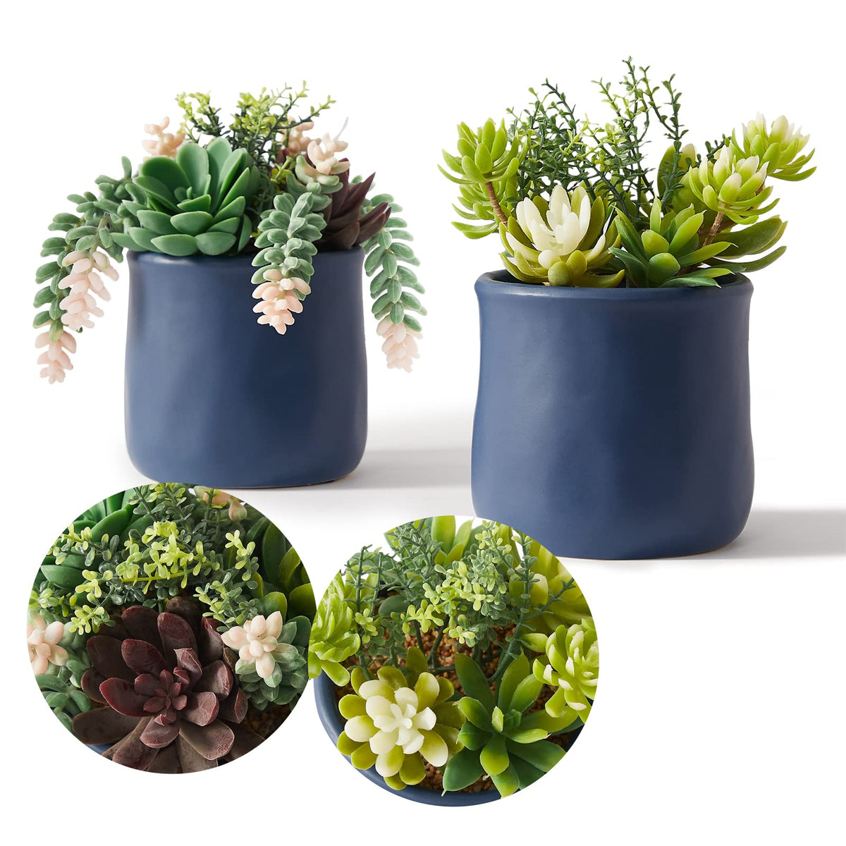 Artificial Succulent in Ceramic Pots 2 Packs Fake Plants - ASTRIDIA Official Imagery - 5