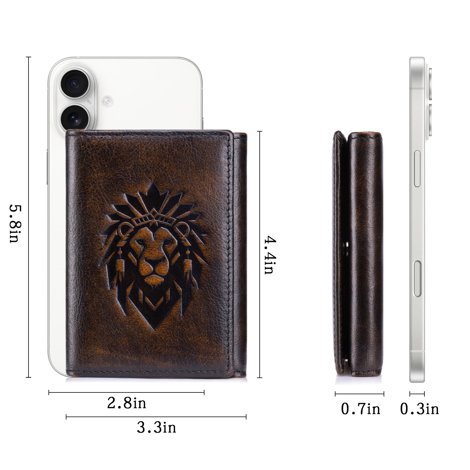 SCHLATUM Trifold Wallet for Men – RFID Leather Snap Wallet