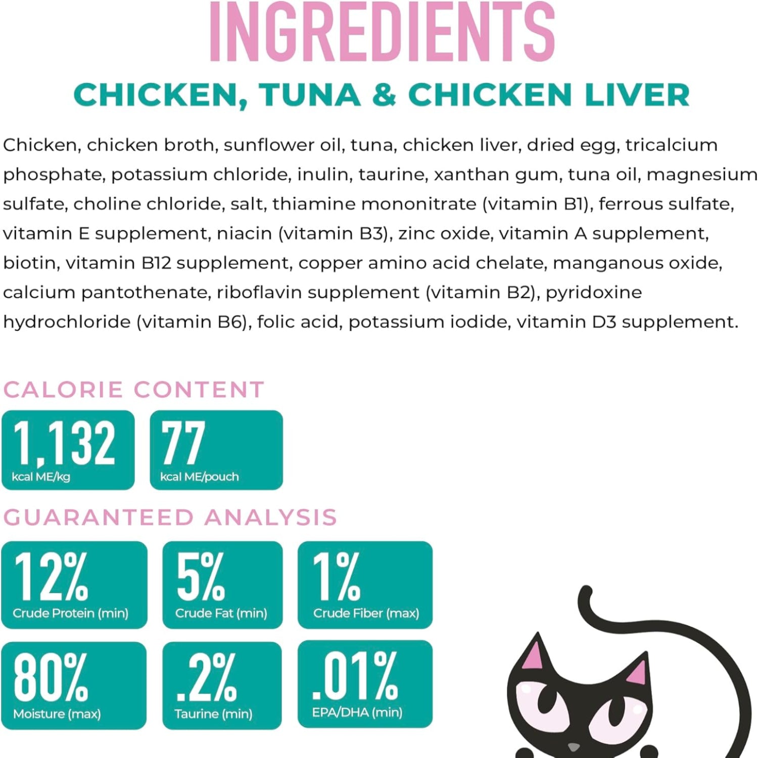 Tiki Cat Baby Mousse wet cat food pouches with chicken, tuna, and chicken liver, 2.4 oz, 12-pack, in colorful packaging
